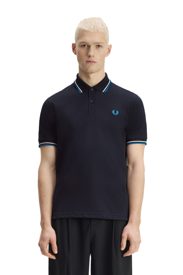 Fred Perry Reissues Original Twin Tipped Polo Navy / Tramline White / Indoor Court Blue