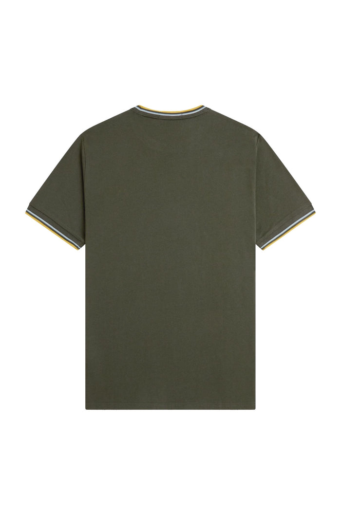 Fred Perry Twin Tipped T-Shirt Hunting Green / Light Ice / Lemon Barley