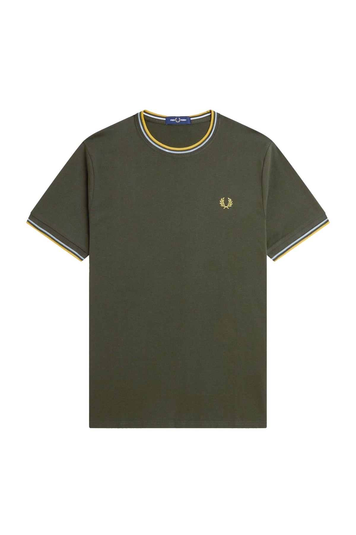 Fred Perry Twin Tipped T-Shirt Hunting Green / Light Ice / Lemon Barley