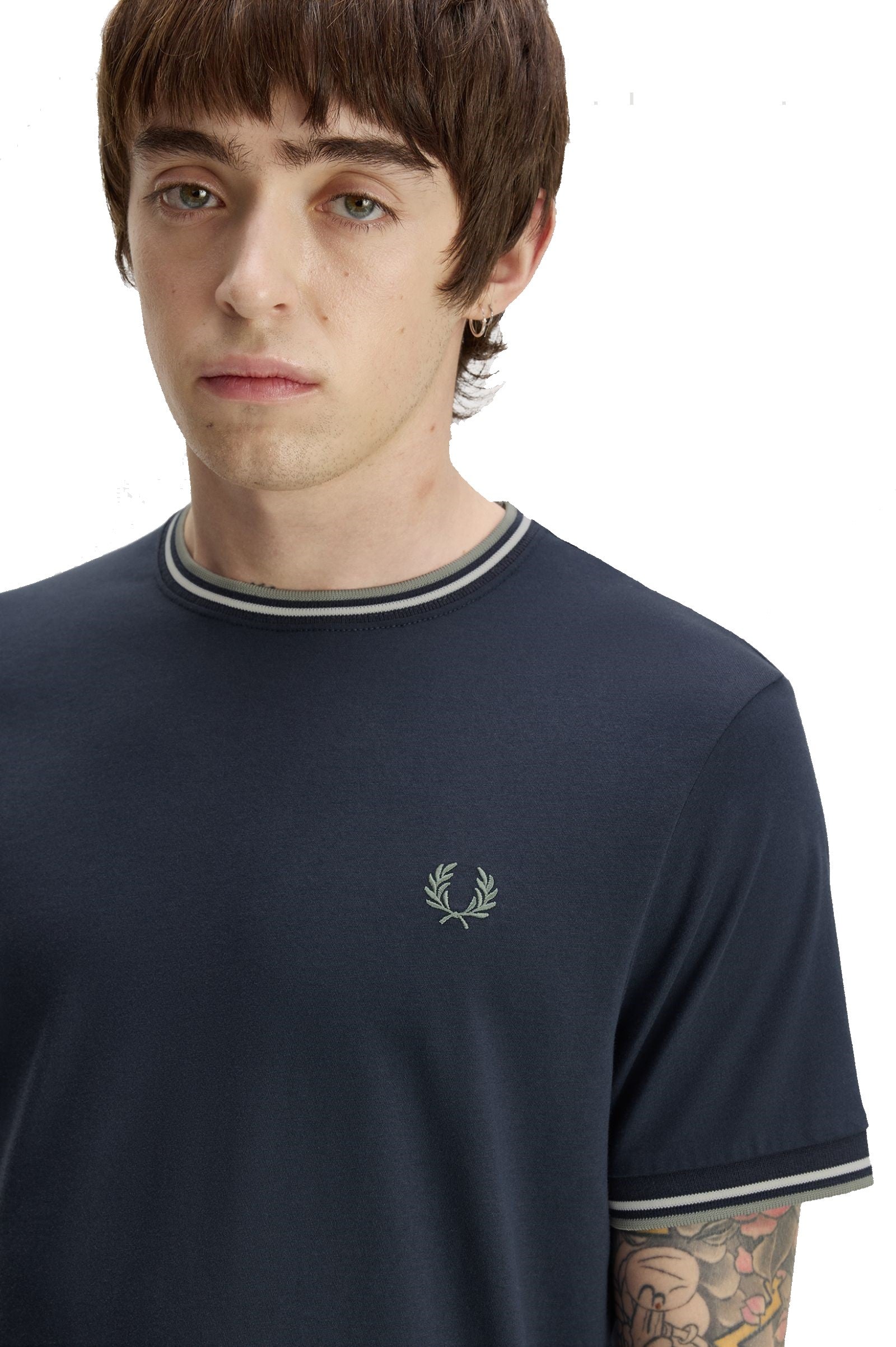 Fred Perry Twin Tipped T-Shirt Dark Airforce / Ecru / Seagrass