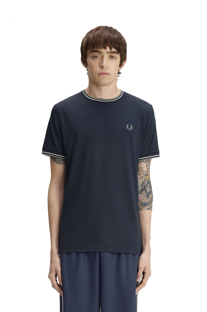 Fred Perry Twin Tipped T-Shirt Dark Airforce / Ecru / Seagrass