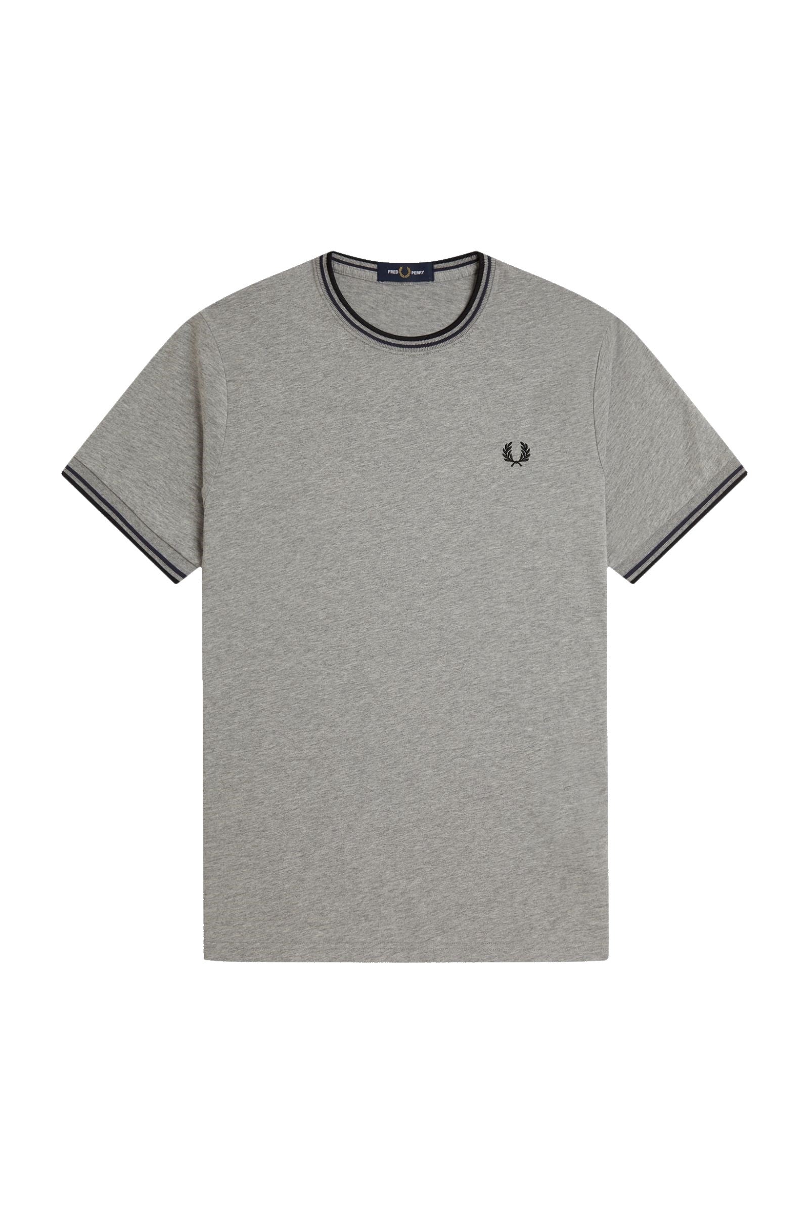 Fred Perry Twin Tipped T-Shirt Steel Marl / Dark Airforce / Black