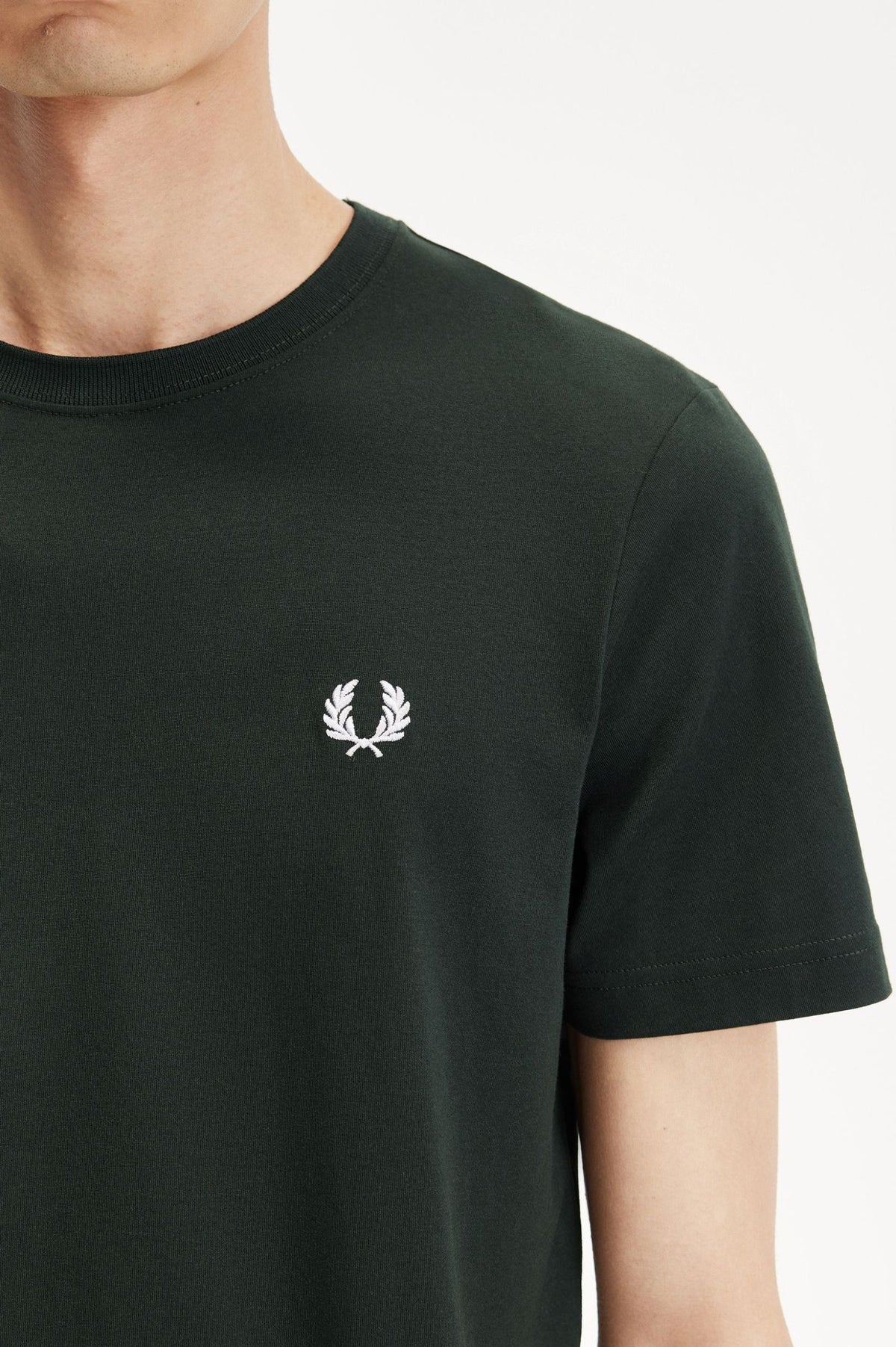 Fred Perry Crew Neck T-Shirt Night Green / Snow White