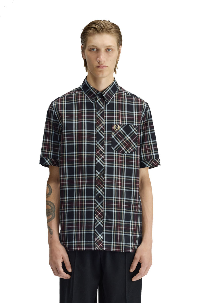 Fred Perry Classic Tartan Short Sleeve Shirt Black