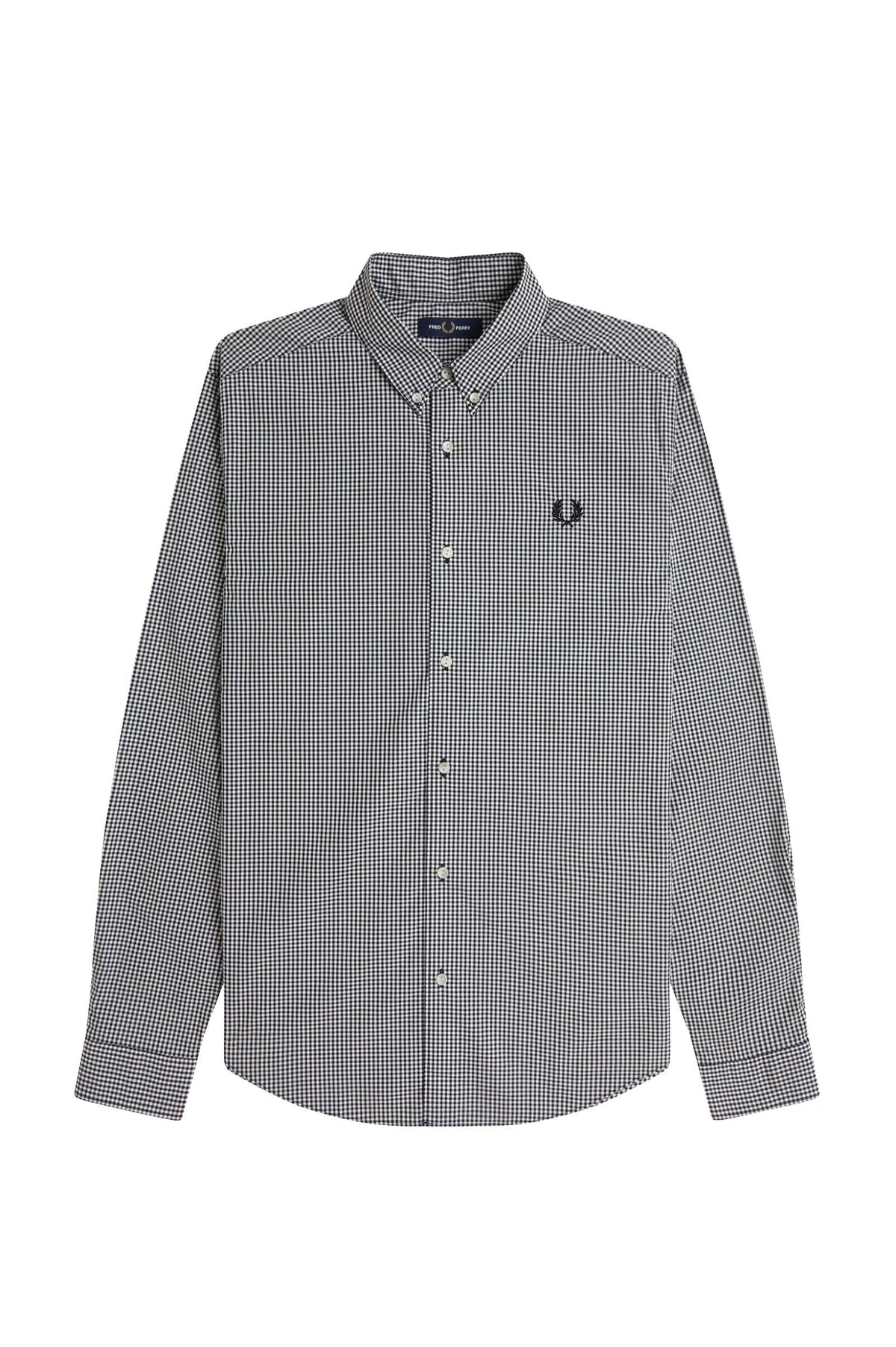 Fred Perry Micro Gingham Shirt Black