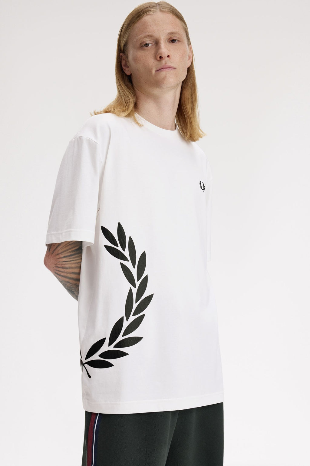 Fred Perry Textured Laurel Wreath T-Shirt Snow White