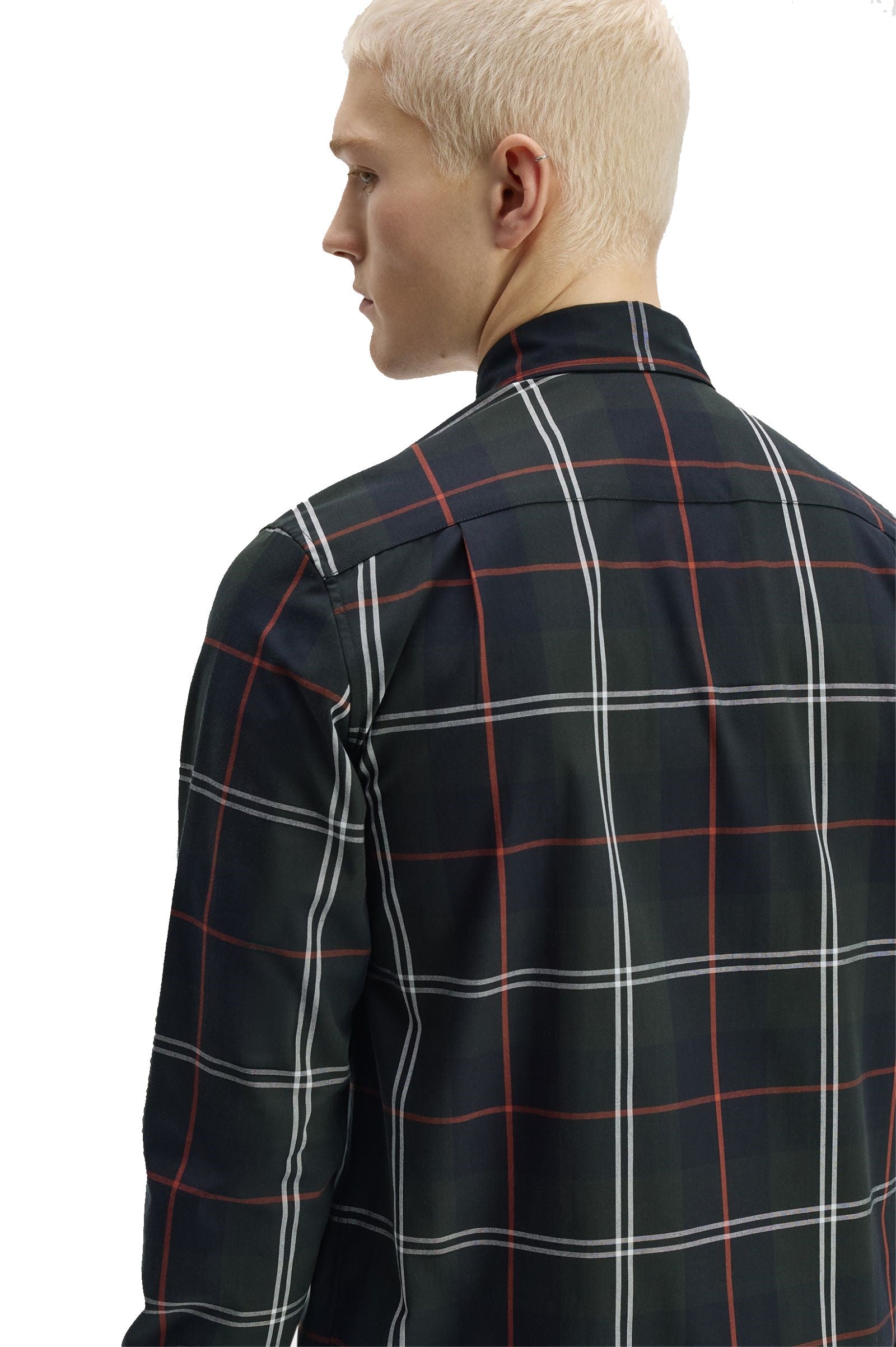 Fred Perry Poplin Tartan Shirt Night Green