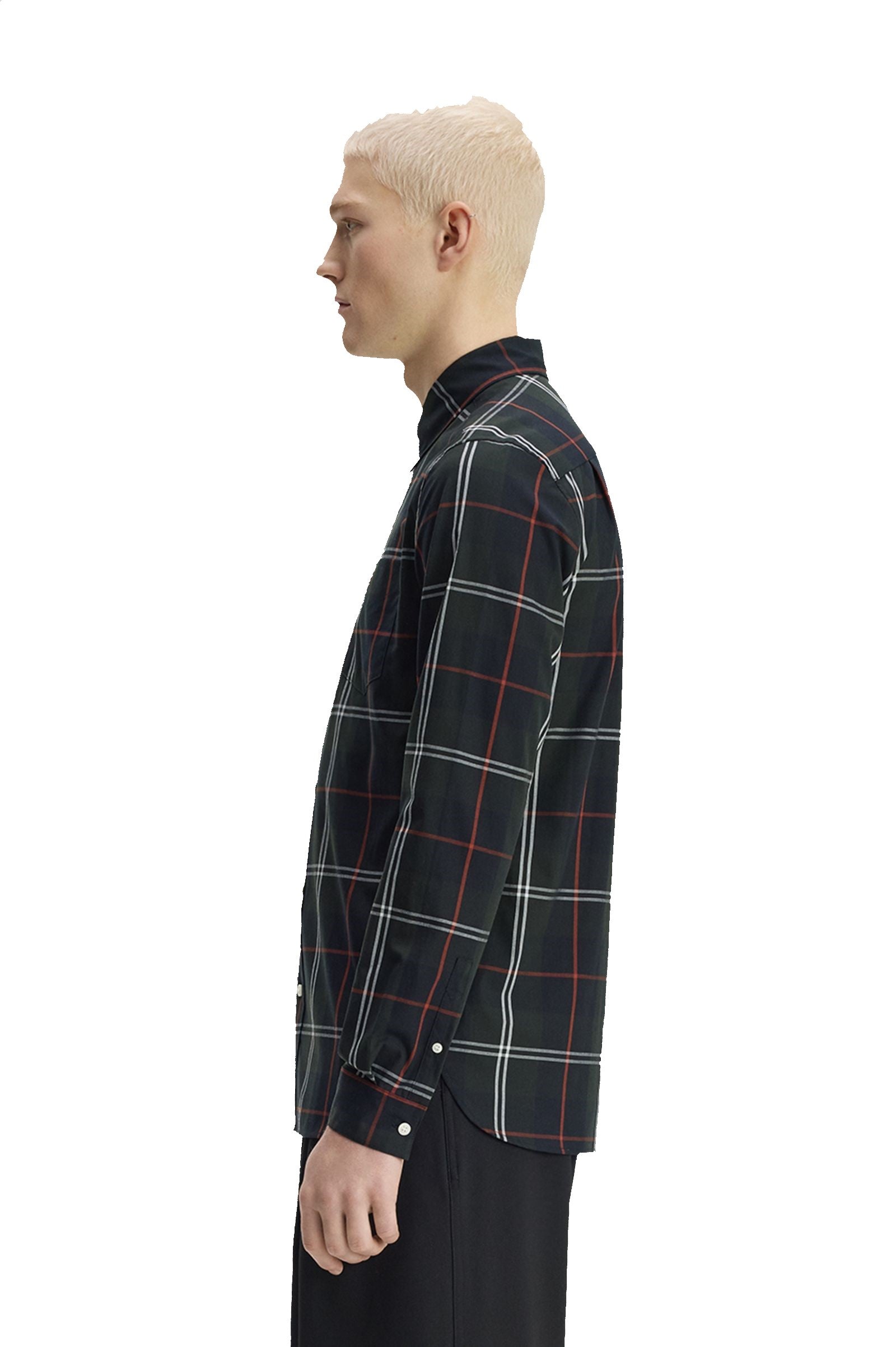 Fred Perry Poplin Tartan Shirt Night Green