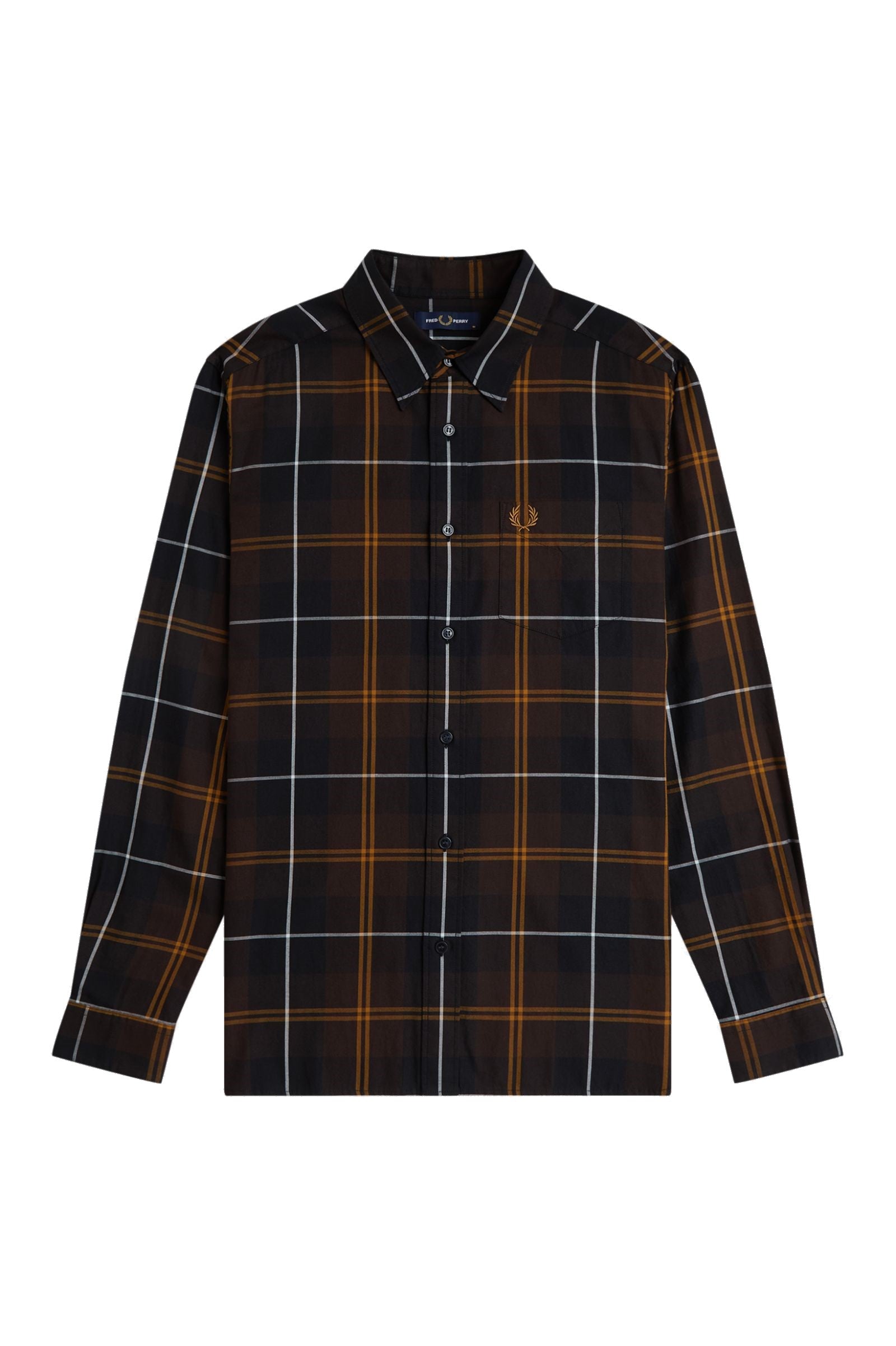 Fred Perry Twill Tartan Shirt Rich Brown