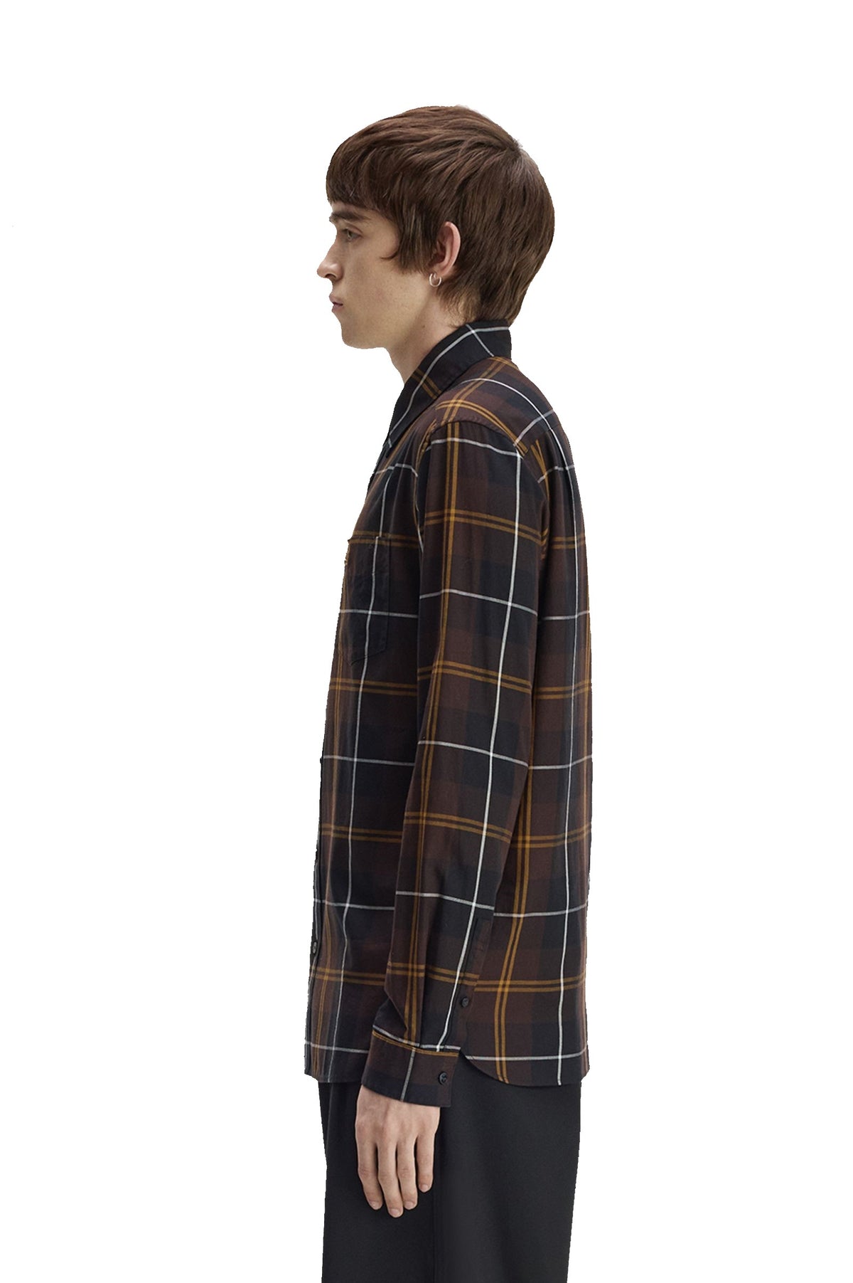 Fred Perry Twill Tartan Shirt Rich Brown