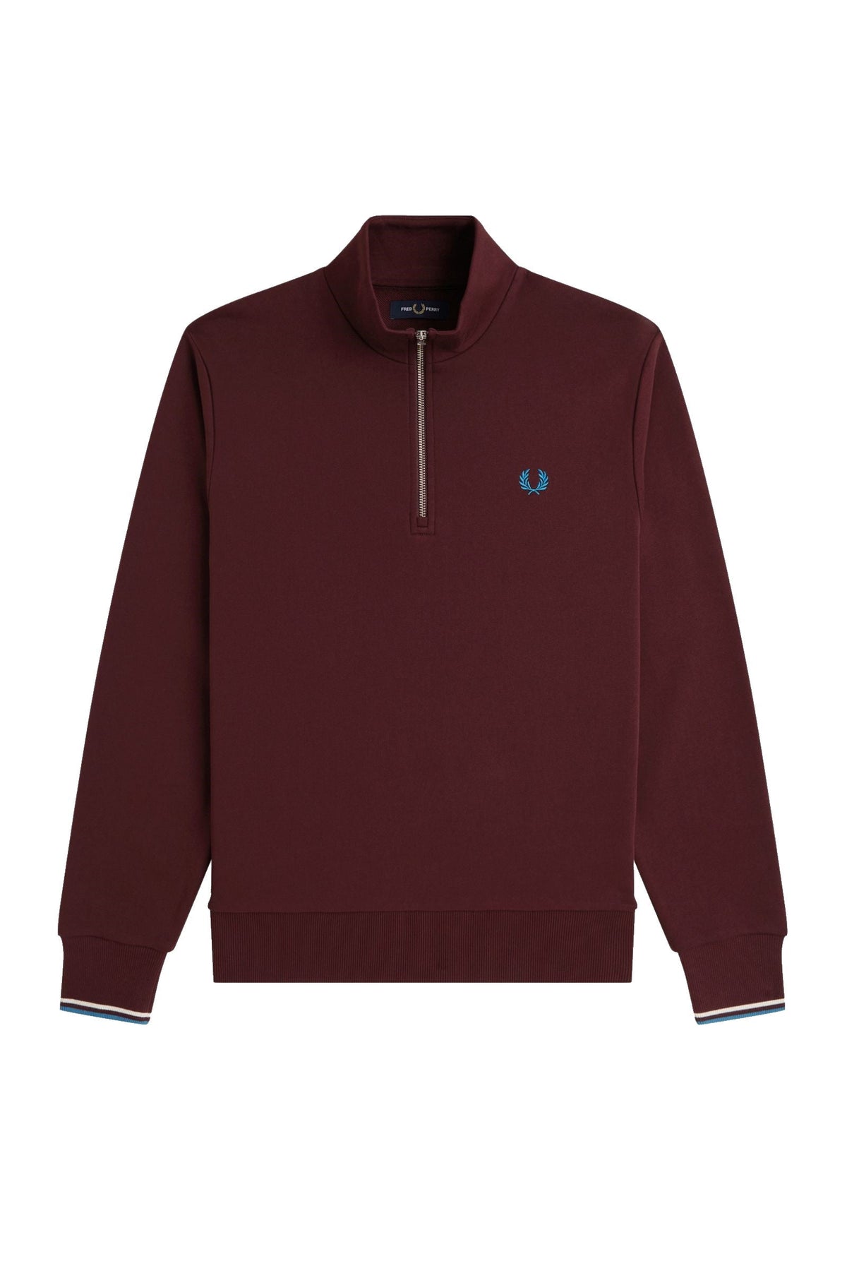 Fred Perry Half Zip Sweatshirt Oxblood / Ecru / Court Blue