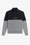 Fred Perry Colour Block Half Zip Sweatshirt Steel Marl