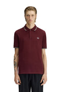 Fred Perry Slim Fit Twin Tipped Polo Oxblood / Stockport Blue / Stockport Blue