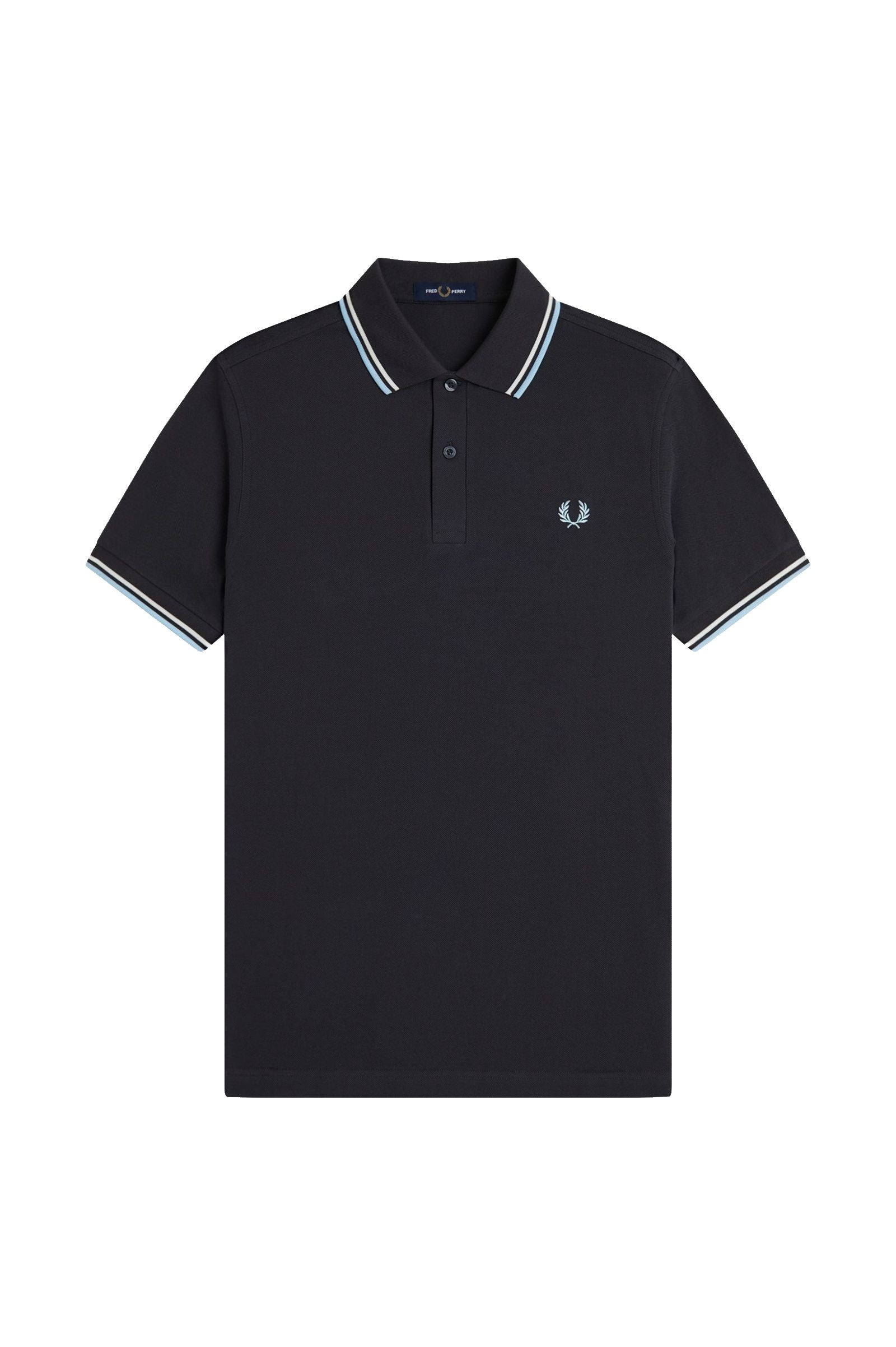 Fred Perry Slim Fit Twin Tipped Polo Anchor Grey / Ecru / Ball Boy Blue