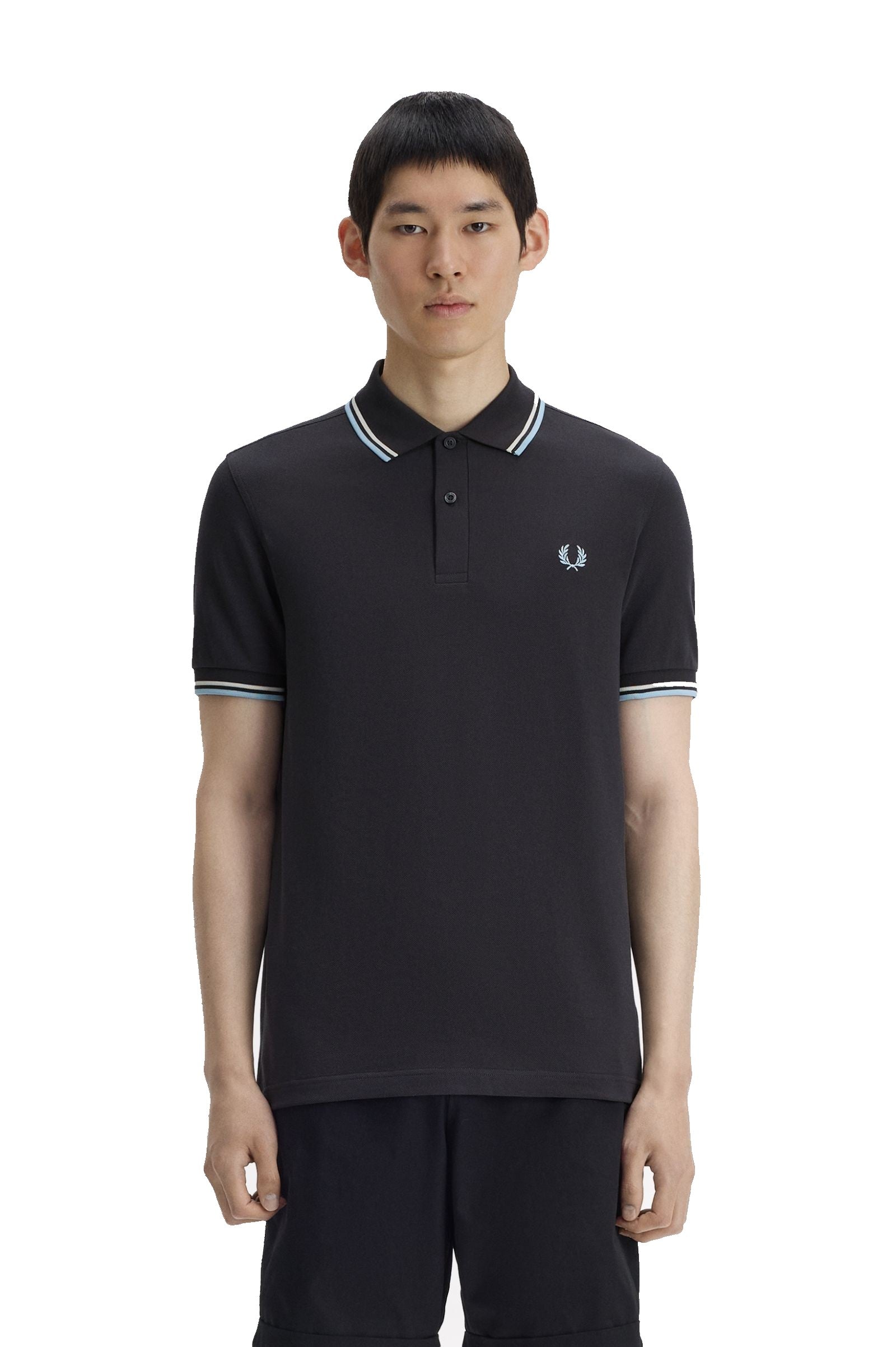 Fred Perry Slim Fit Twin Tipped Polo Anchor Grey / Ecru / Ball Boy Blue