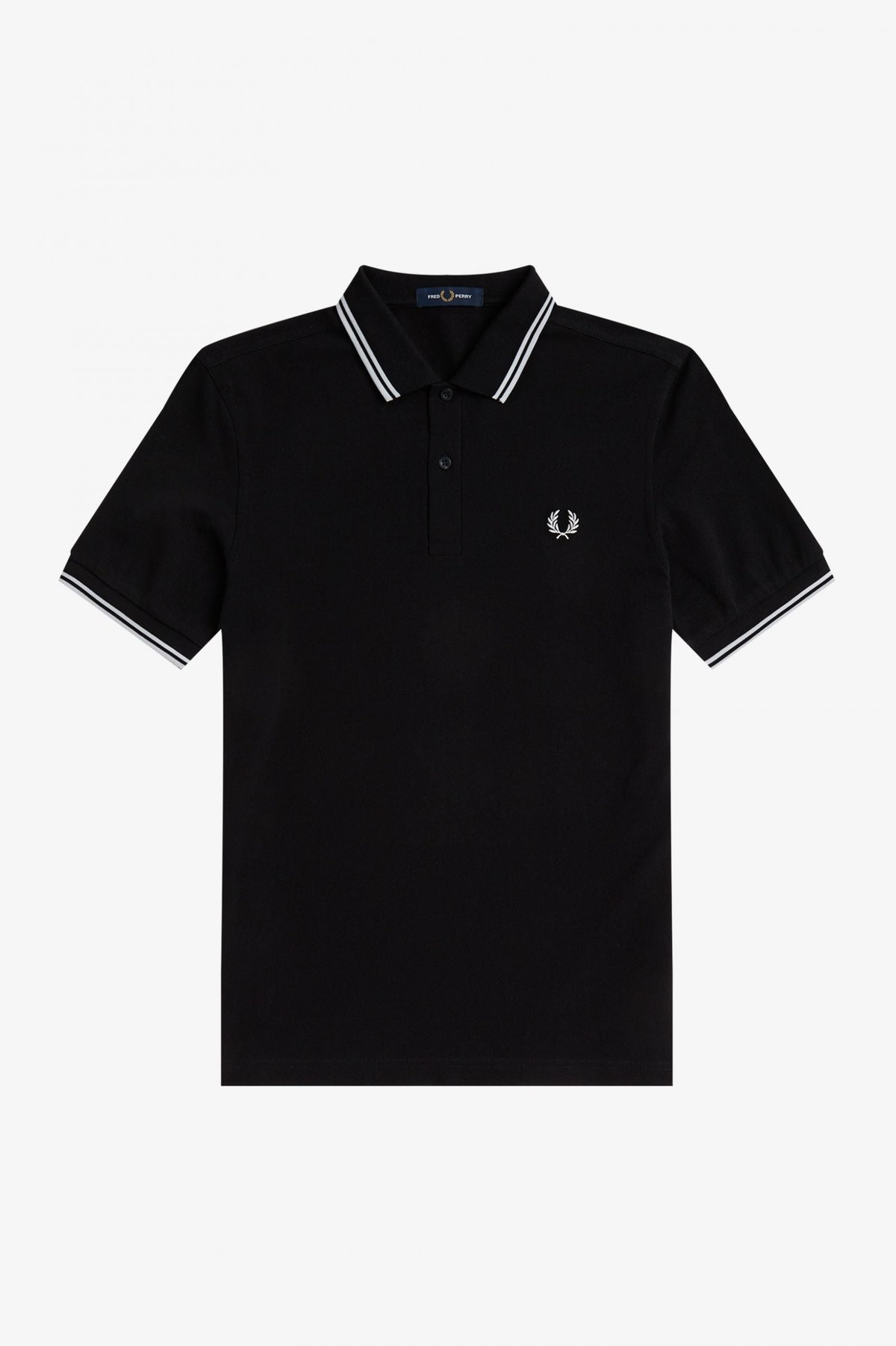 Fred Perry Slim Fit Twin Tipped Polo Black White White