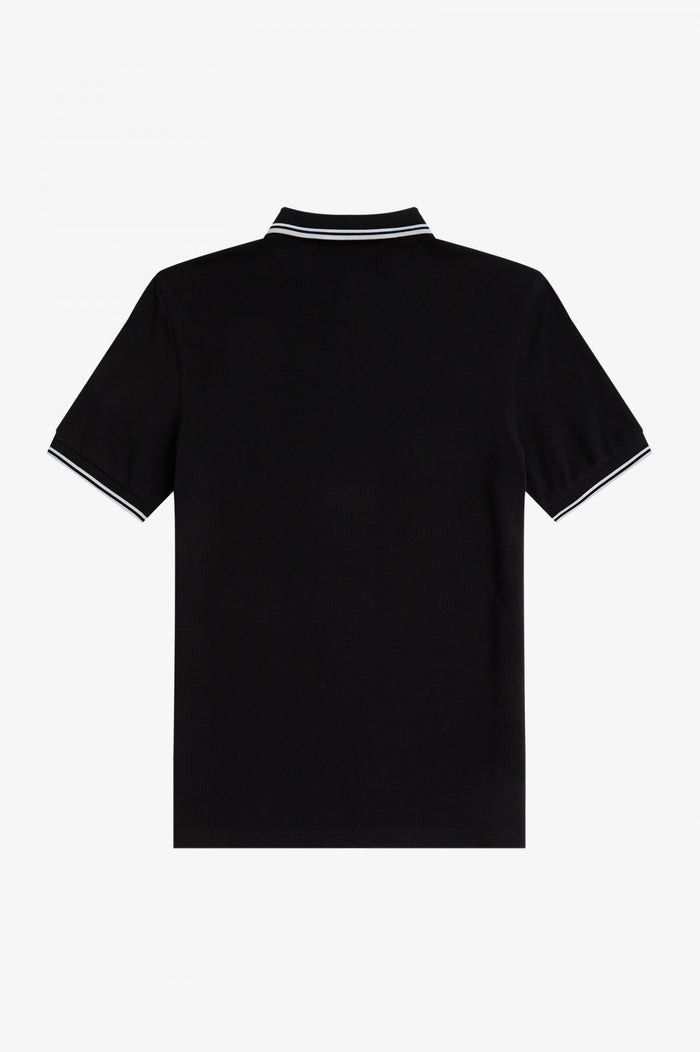 Fred Perry Slim Fit Twin Tipped Polo Black White White