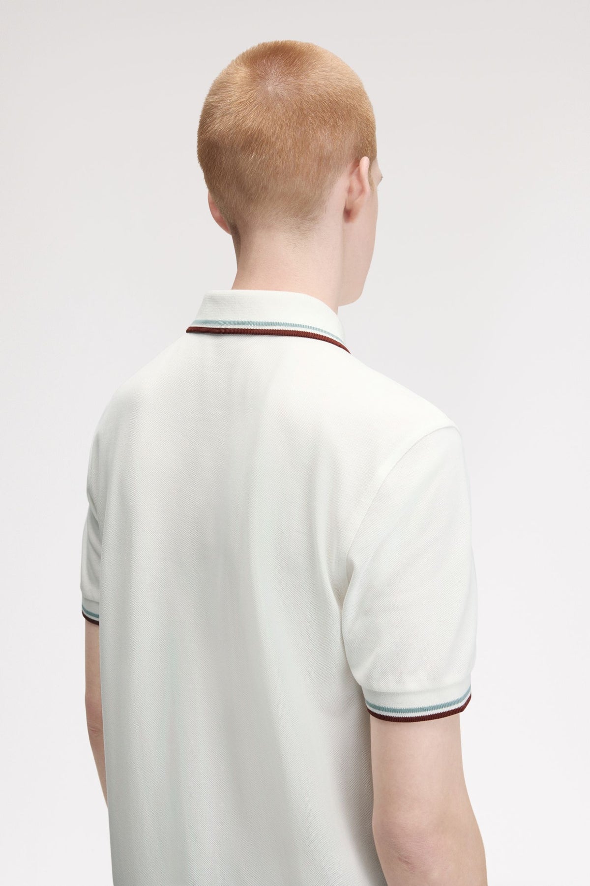 Fred Perry Slim Fit Twin Tipped Polo Snow White / Silver Blue / Brandy