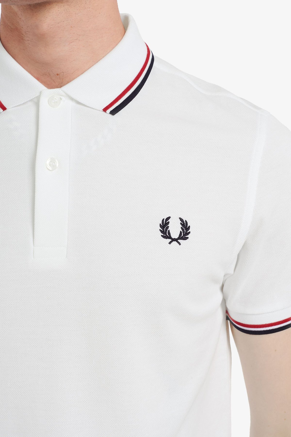 Fred Perry Slim Fit Twin Tipped Polo White Red Navy