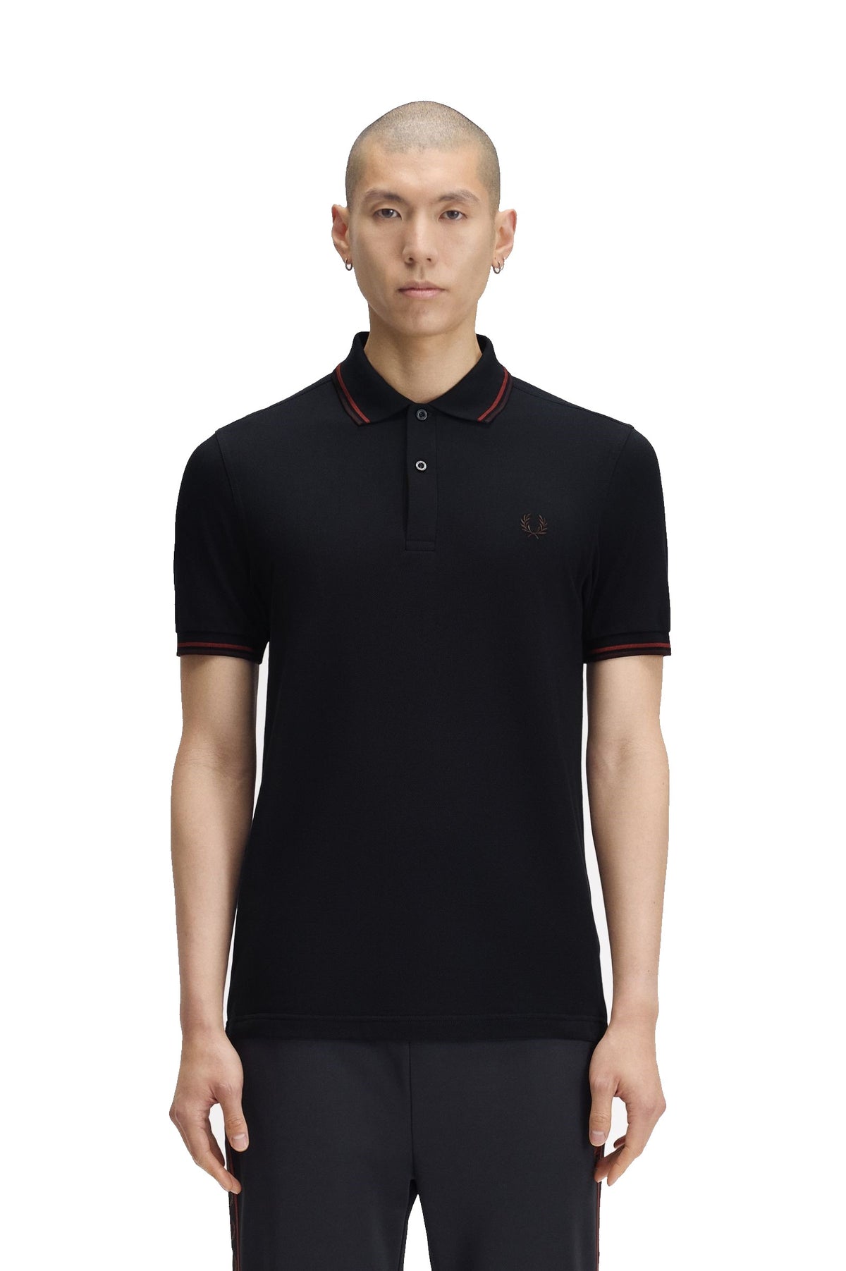 Fred Perry Slim Fit Twin Tipped Polo Navy / Brandy / Rich Brown