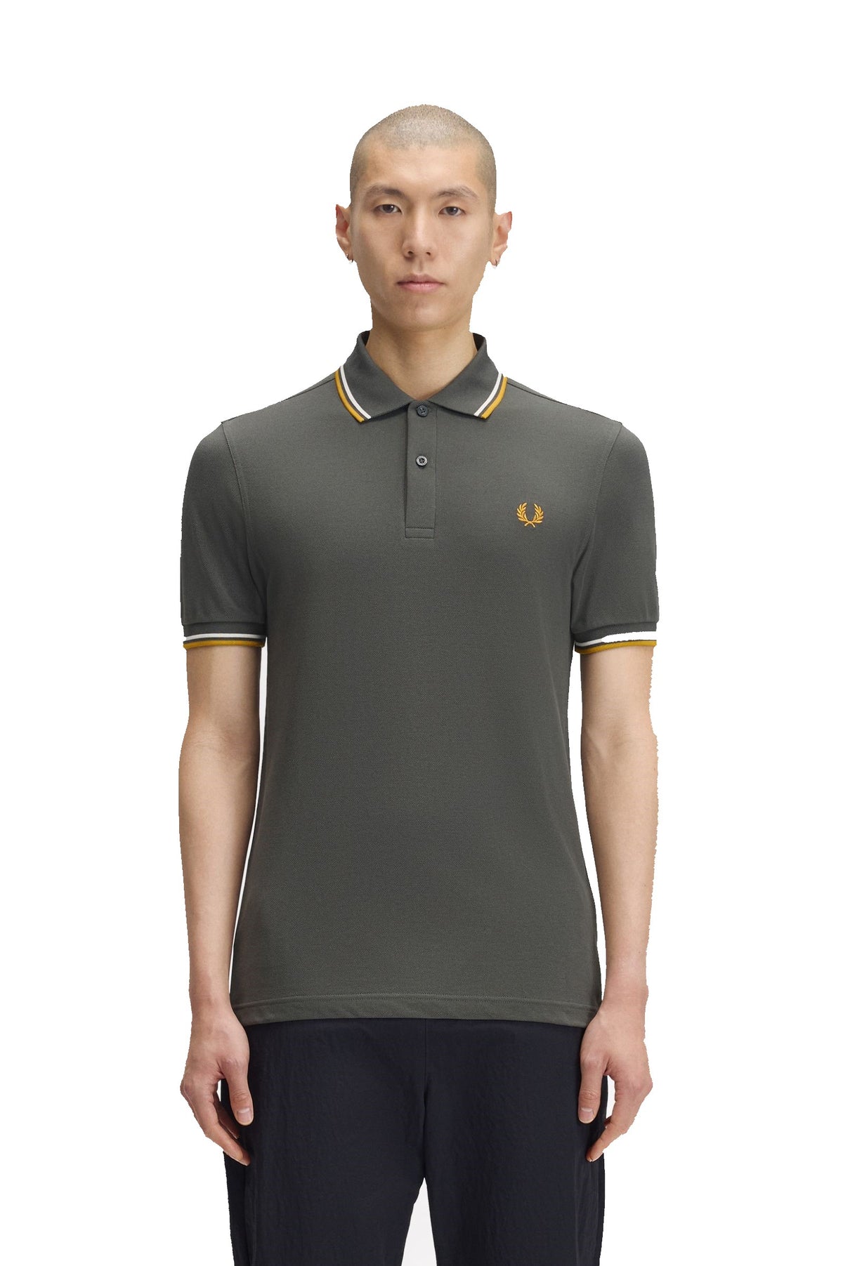 Fred Perry Slim Fit Twin Tipped Polo Field Green / Ecru / Golden