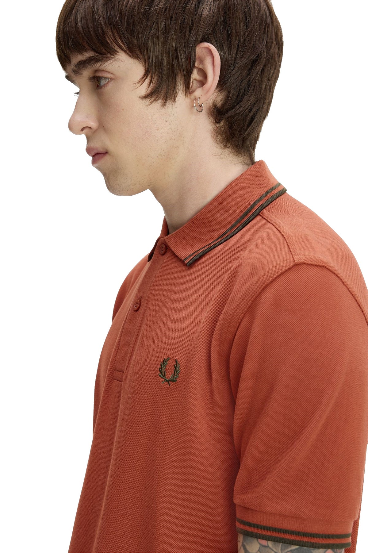 Fred Perry Slim Fit Twin Tipped Polo Brandy / Night Green / Night Green
