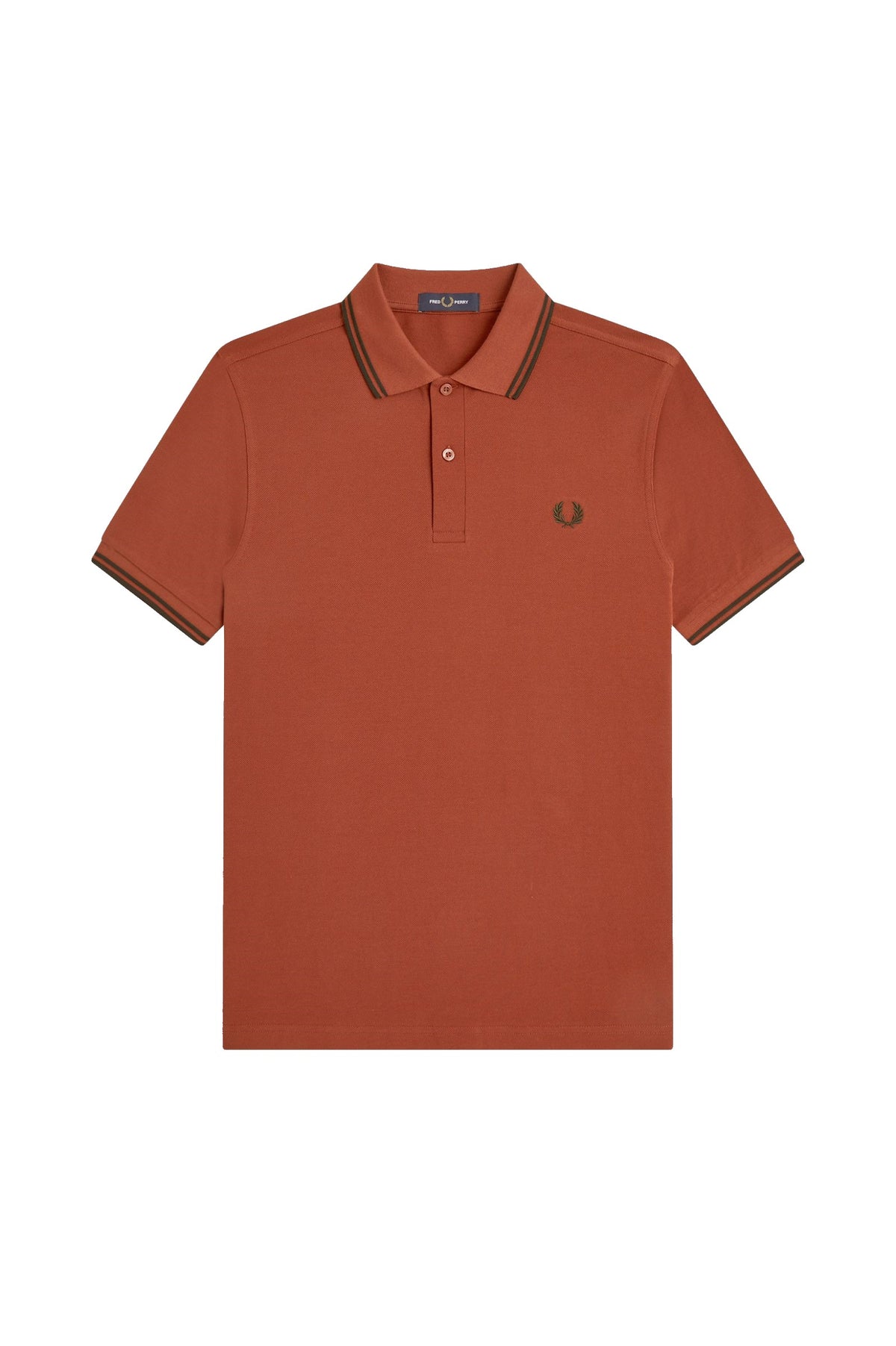 Fred Perry Slim Fit Twin Tipped Polo Brandy / Night Green / Night Green