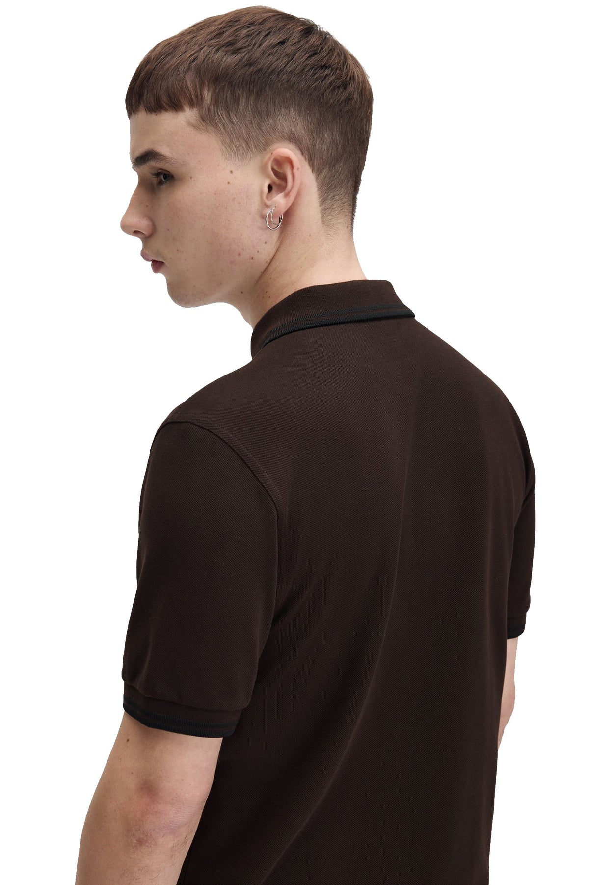 Fred Perry Slim Fit Twin Tipped Polo Rich Brown / Black / Black