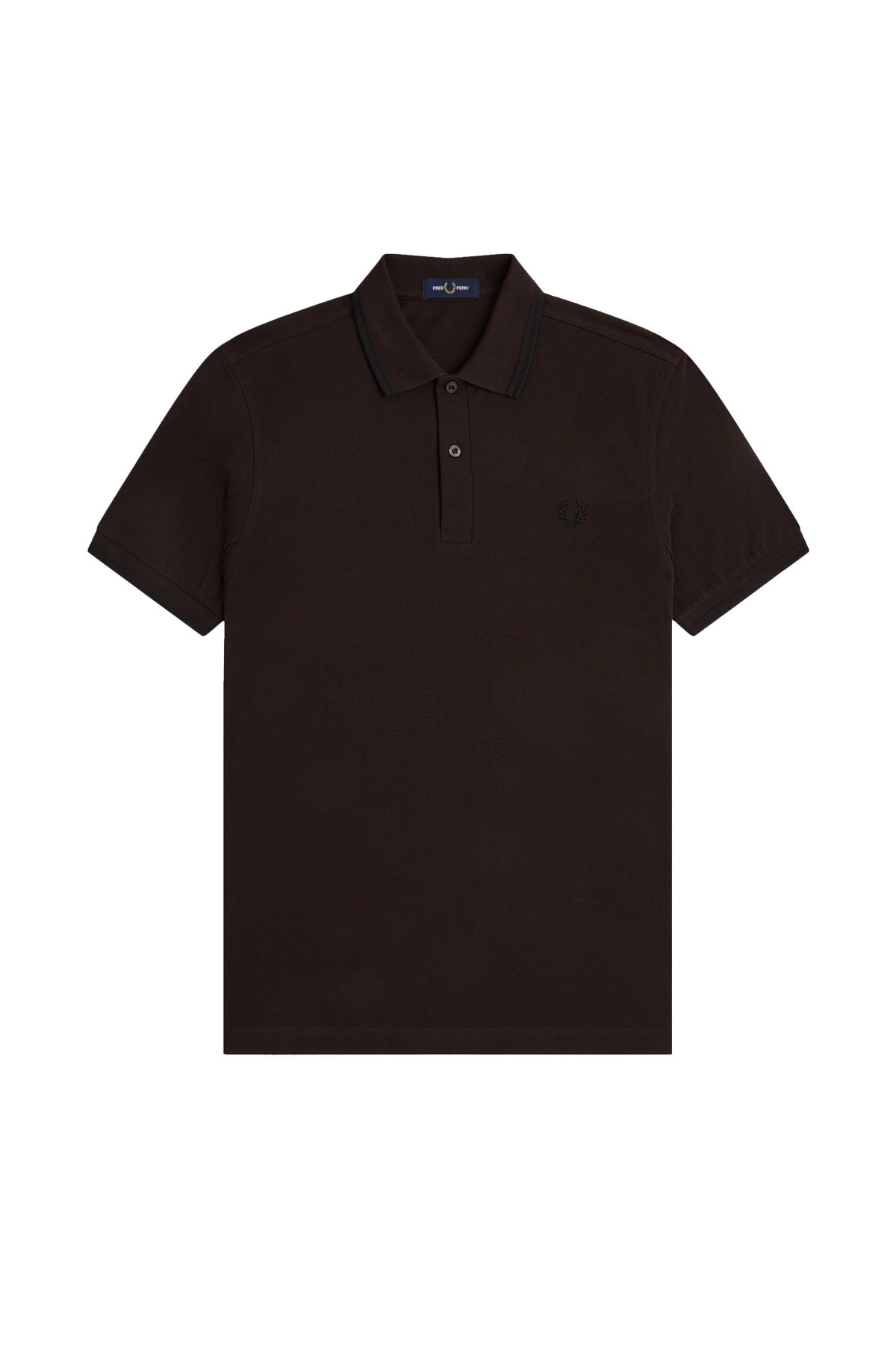 Fred Perry Slim Fit Twin Tipped Polo Rich Brown / Black / Black