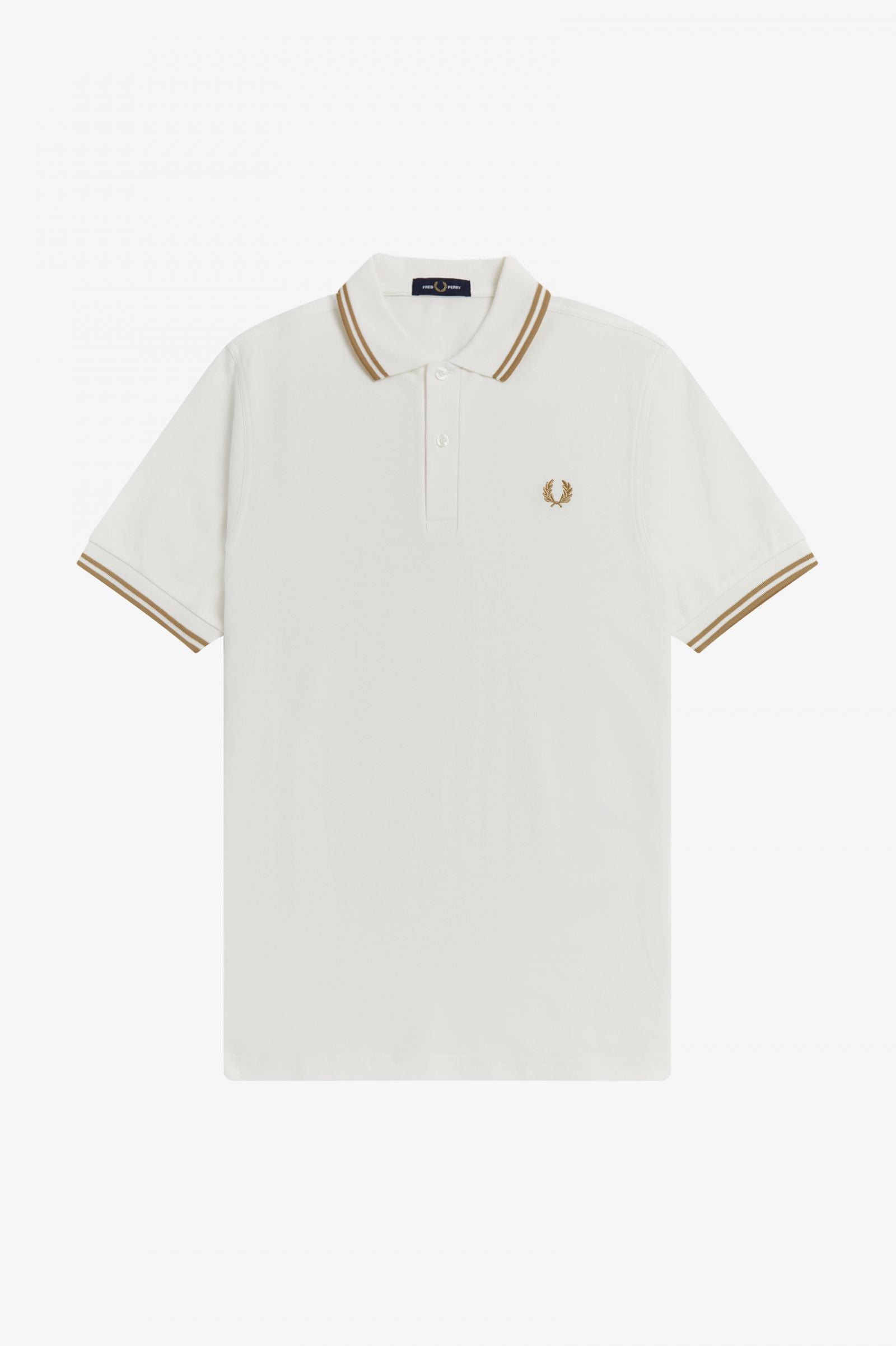 Fred Perry Slim Fit Twin Tipped Polo Snow White Desert Desert