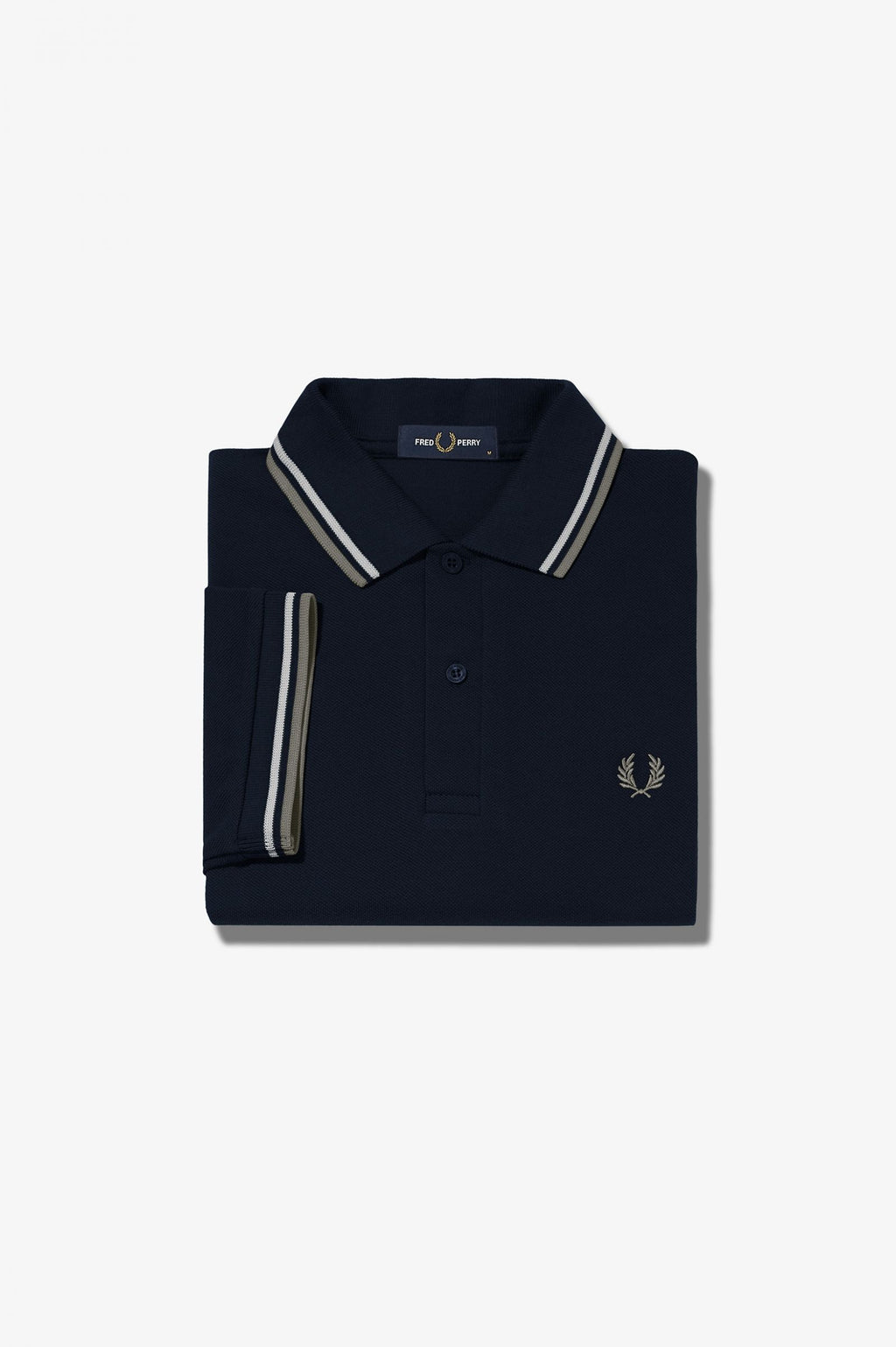 Fred Perry Slim Fit Twin Tipped Polo Navy Snow White Light Oyster