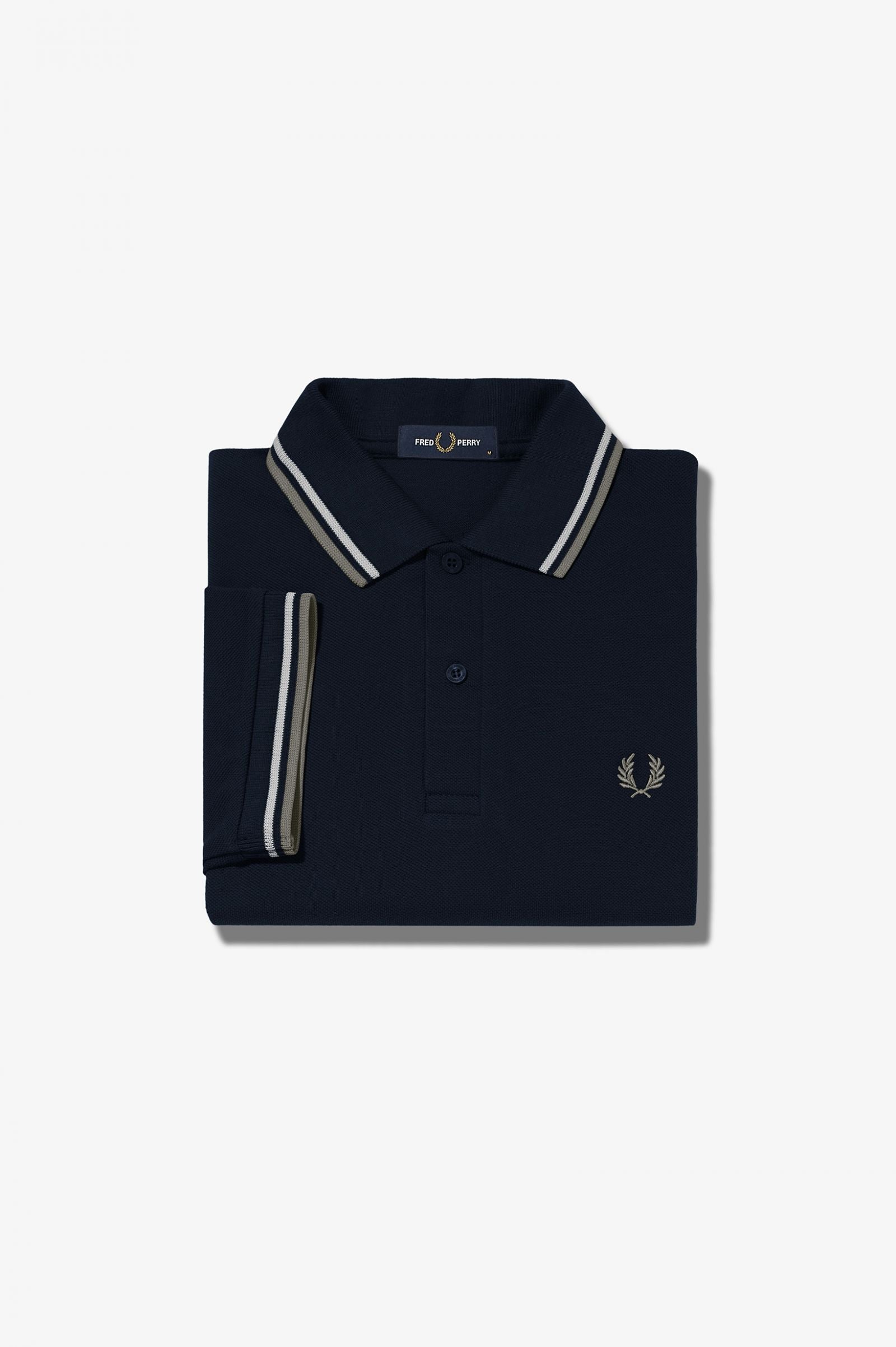 Fred Perry Slim Fit Twin Tipped Polo Navy Snow White Light Oyster