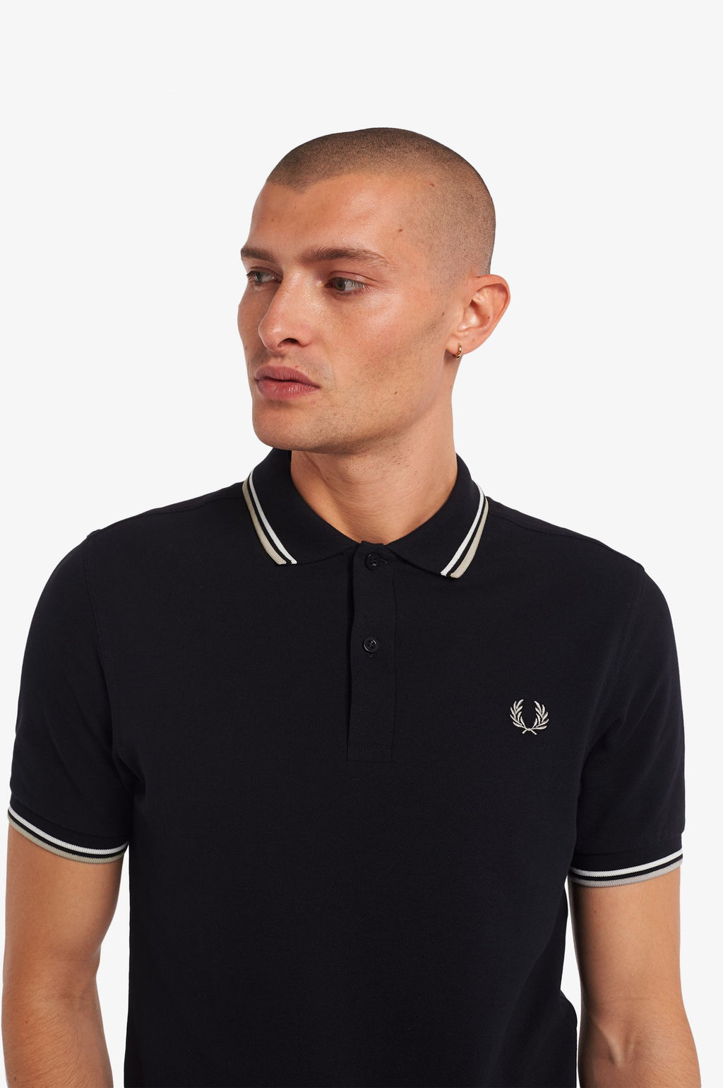 Fred Perry Slim Fit Twin Tipped Polo Navy Snow White Light Oyster