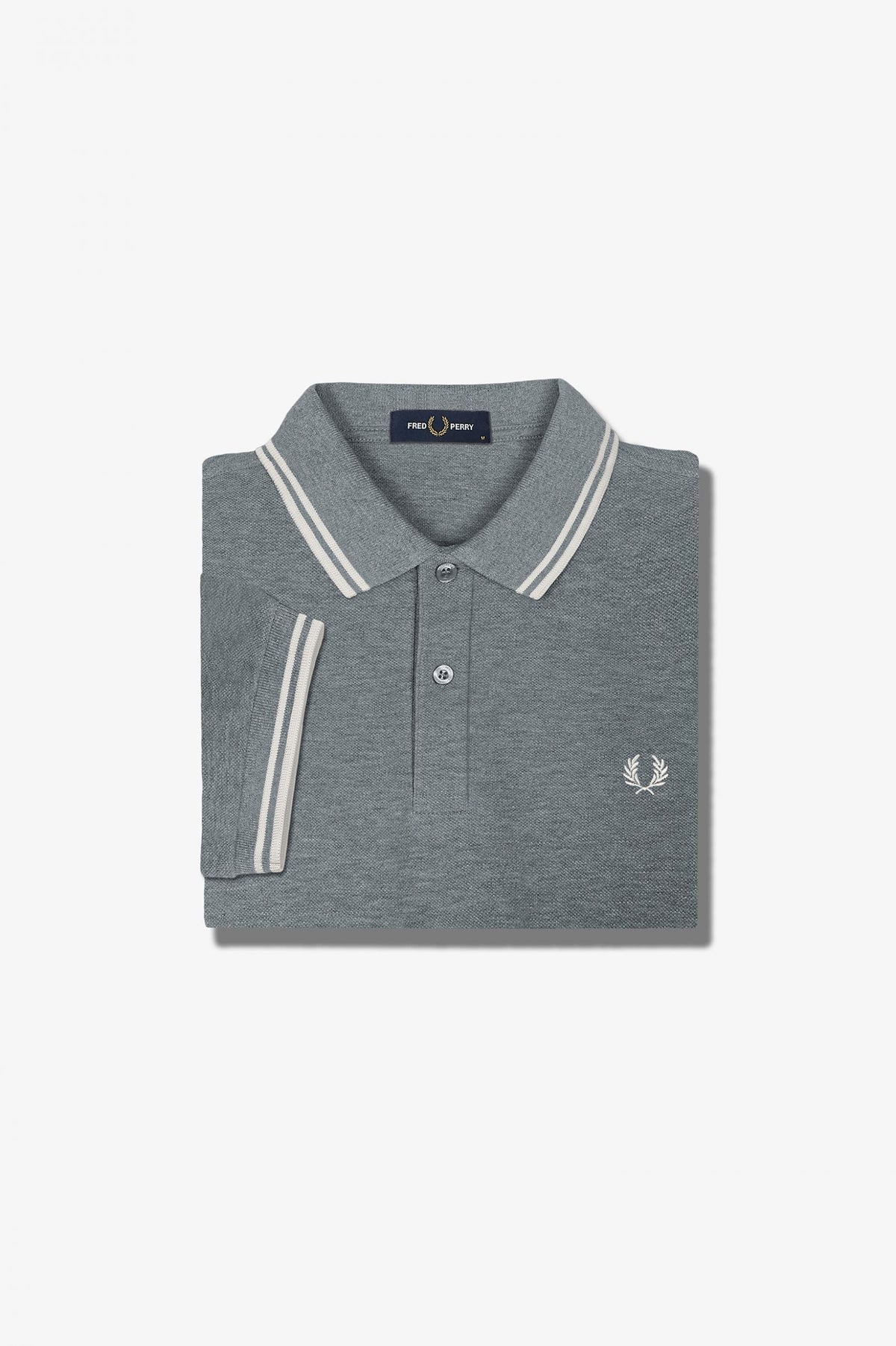 Fred Perry Slim Fit Twin Tipped Polo Steel Marl / White / White