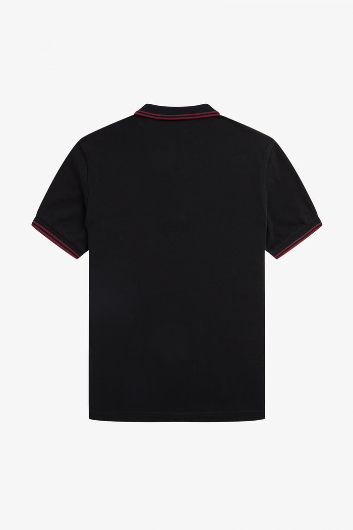 Fred Perry Slim Fit Twin Tipped Polo Black / Burnt Red / Burnt Red
