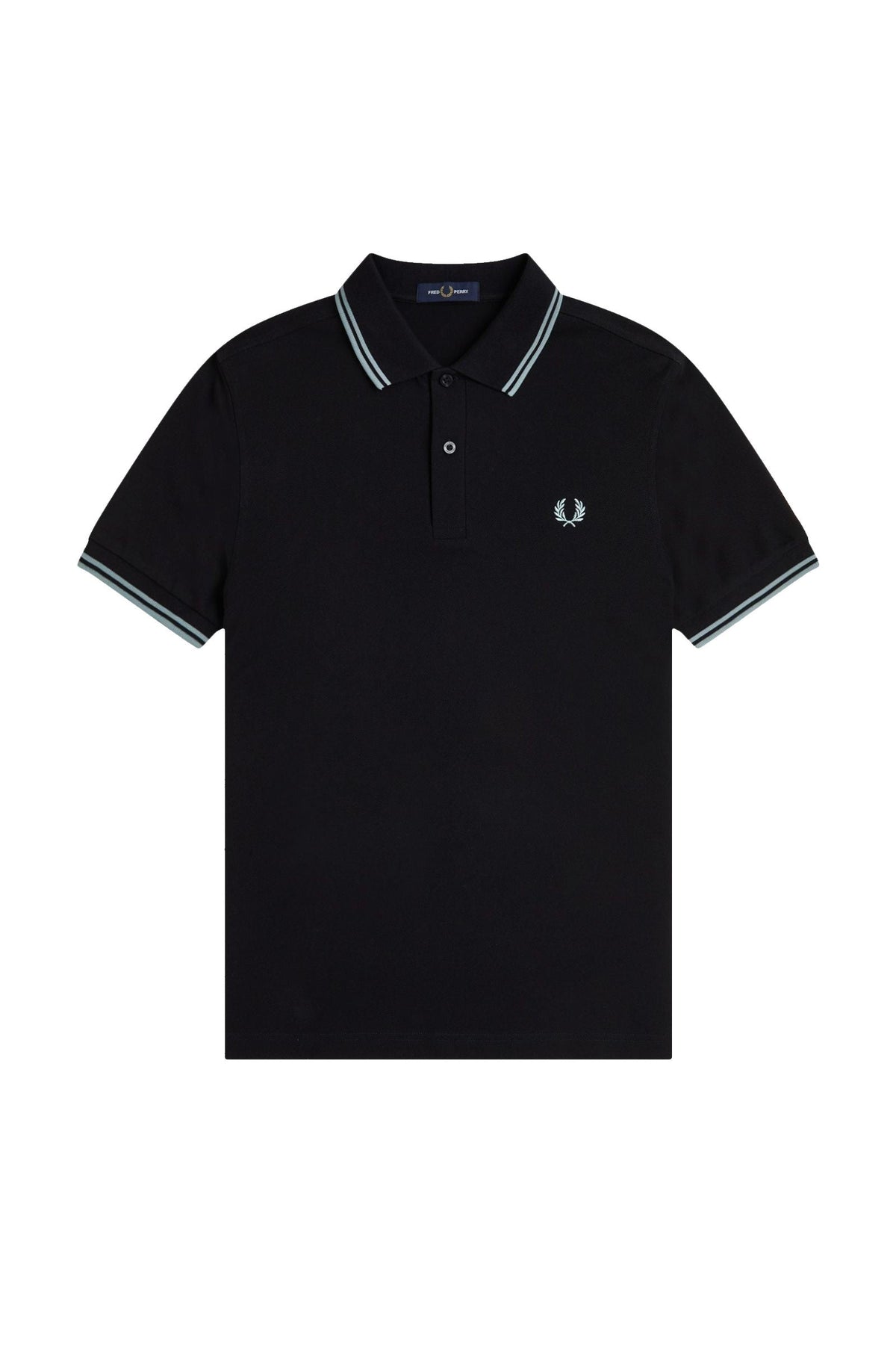 Fred Perry Slim Fit Twin Tipped Polo Black / Silver Blue / Silver Blue