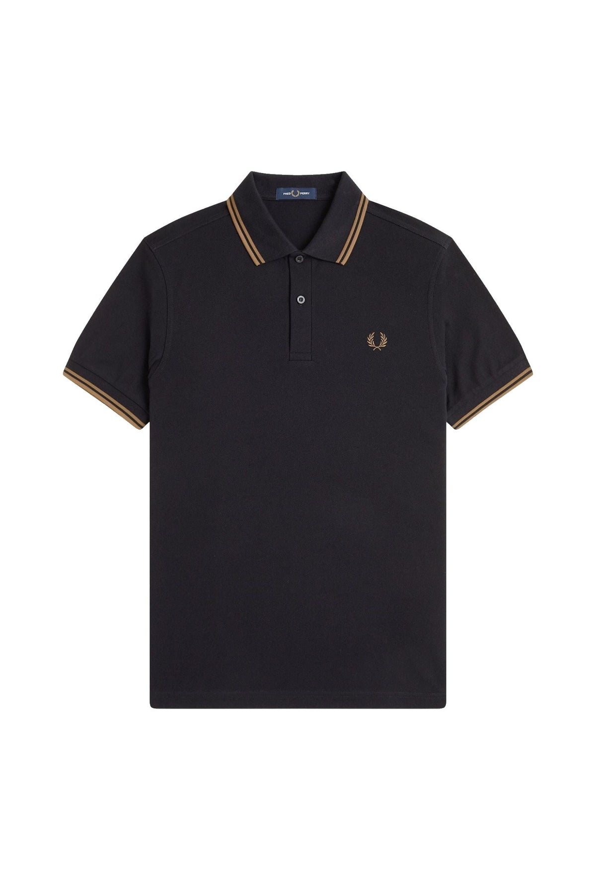Fred Perry Slim Fit Twin Tipped Polo Black / Shaded Stone / Shaded Stone