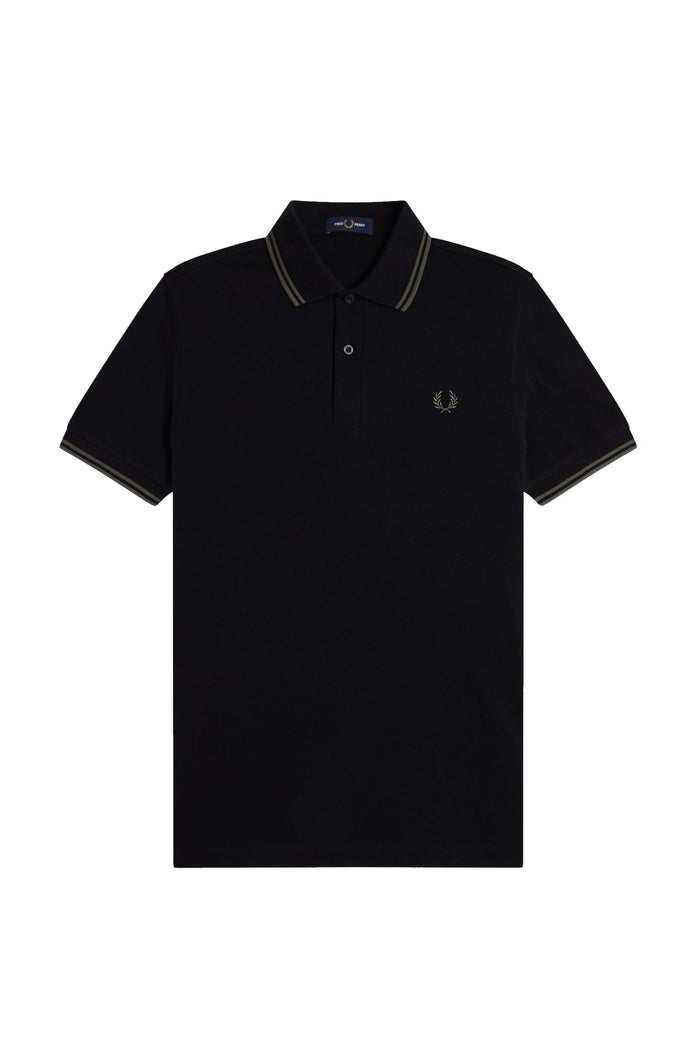Fred Perry Slim Fit Twin Tipped Polo Black / Field Green / Field Green