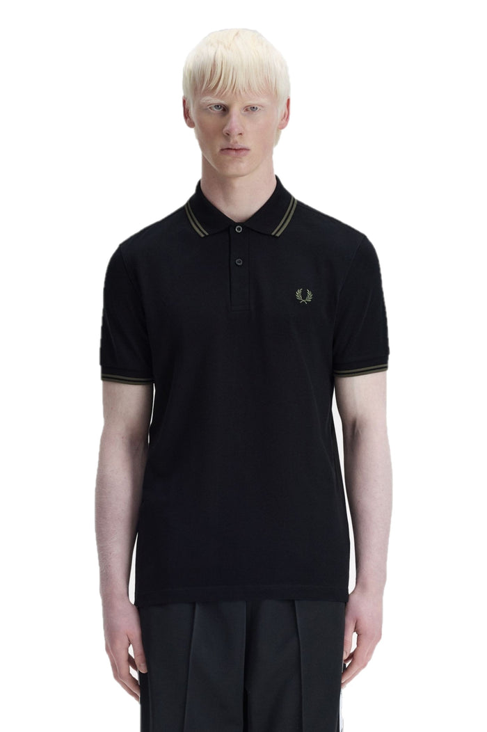 Fred Perry Slim Fit Twin Tipped Polo Black / Field Green / Field Green