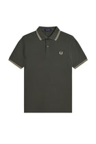 Fred Perry Slim Fit Twin Tipped Polo Field Green / Oatmeal / Oatmeal