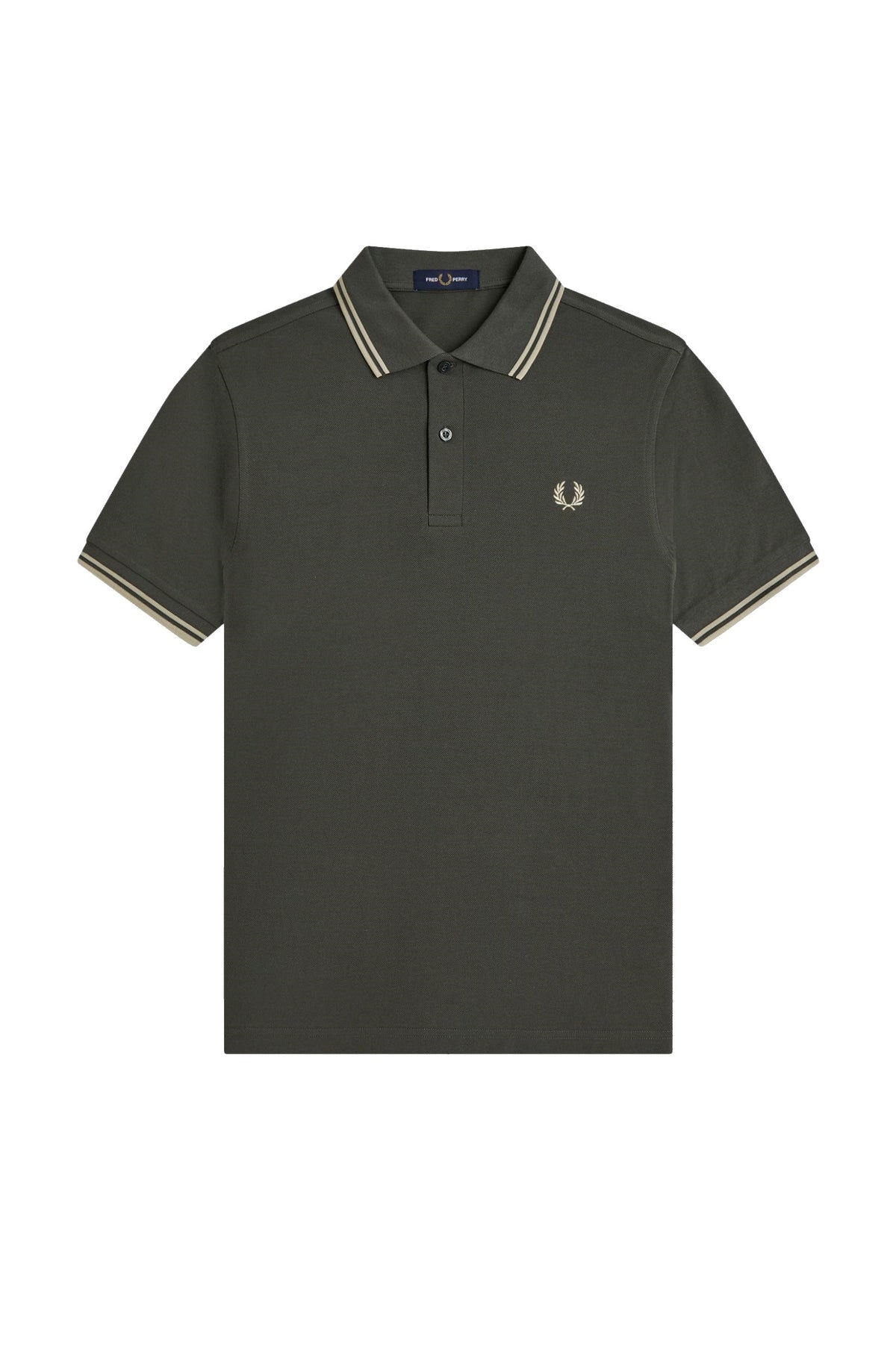 Fred Perry Slim Fit Twin Tipped Polo Field Green / Oatmeal / Oatmeal