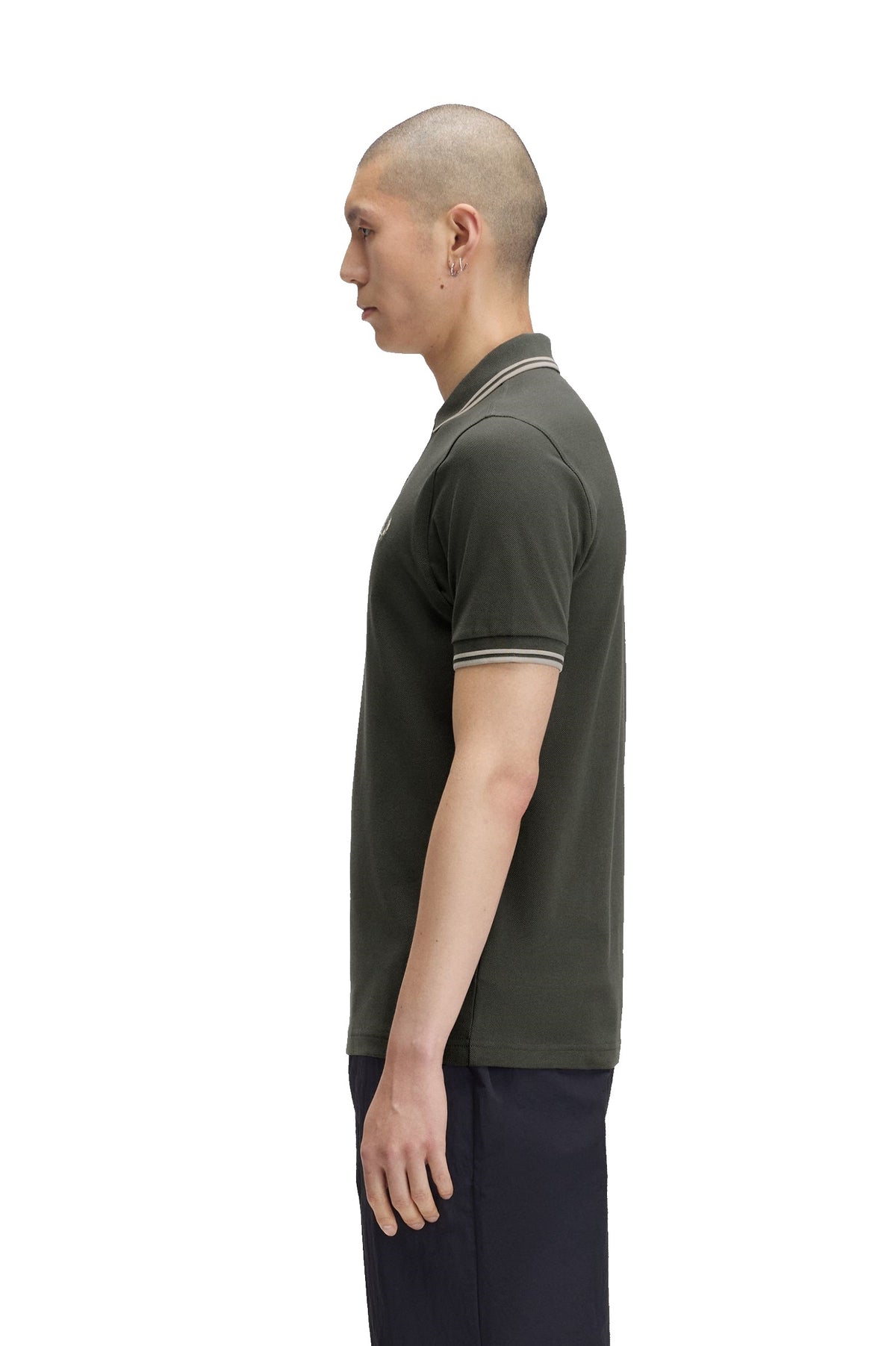 Fred Perry Slim Fit Twin Tipped Polo Field Green / Oatmeal / Oatmeal
