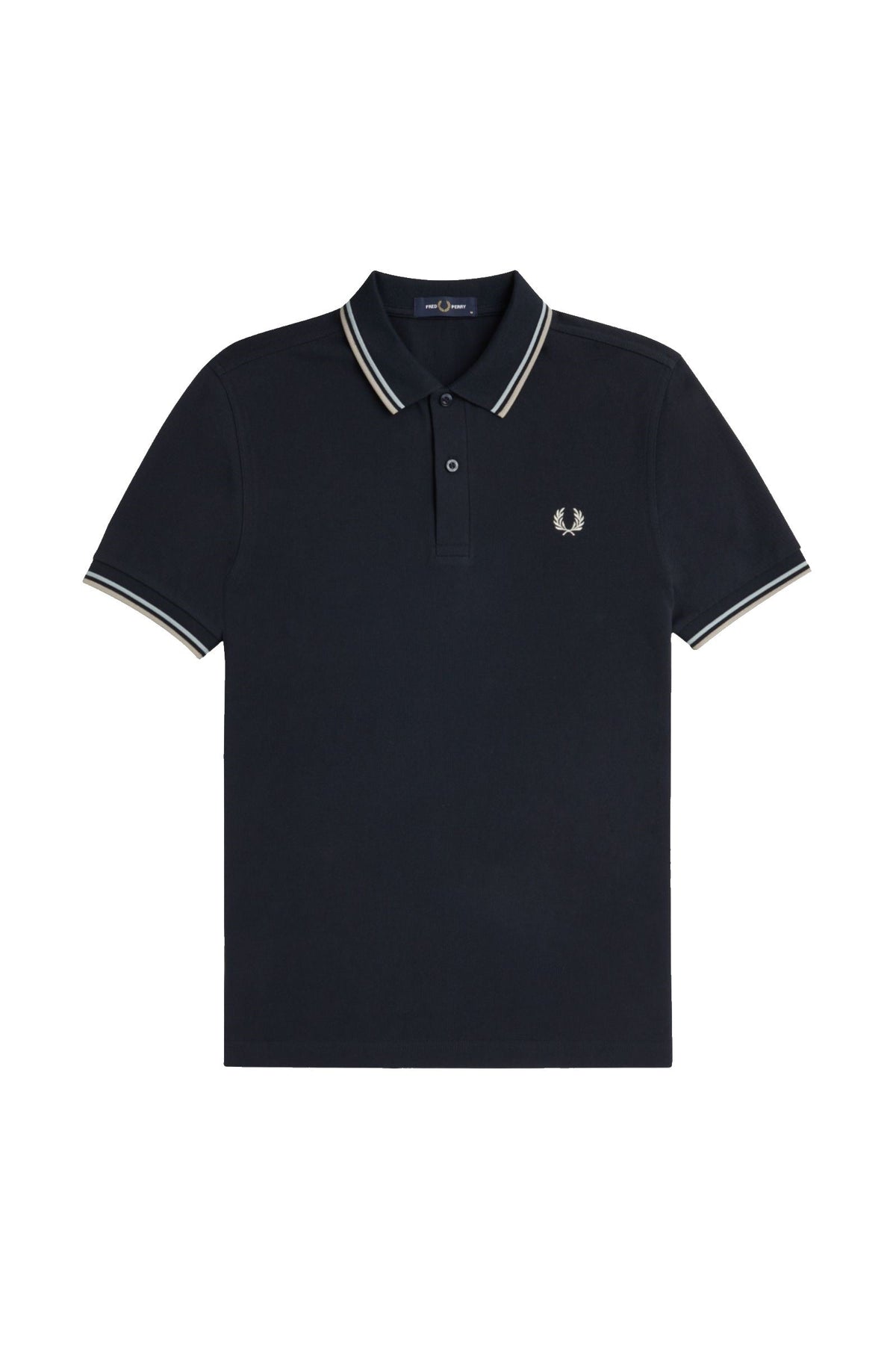 Fred Perry Slim Fit Twin Tipped Polo Navy / Silver Blue / Warm Grey