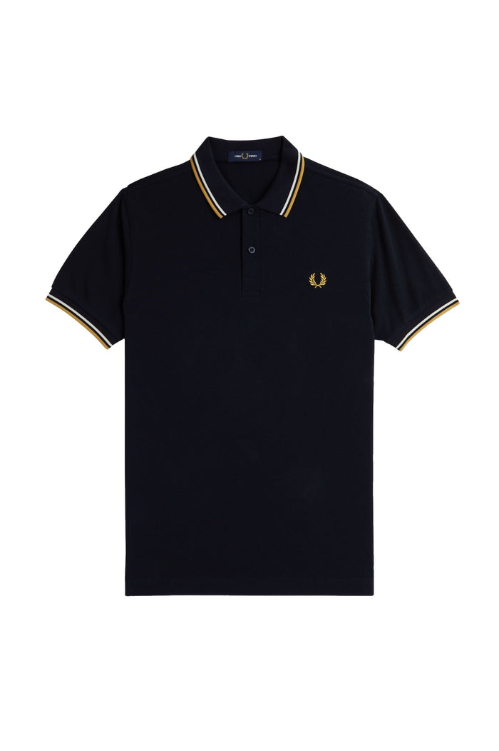Fred Perry Slim Fit Twin Tipped Polo Navy / Ecru / Honeycomb