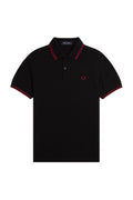 Fred Perry Slim Fit Twin Tipped Polo Black / Burnt Red / Burnt Red