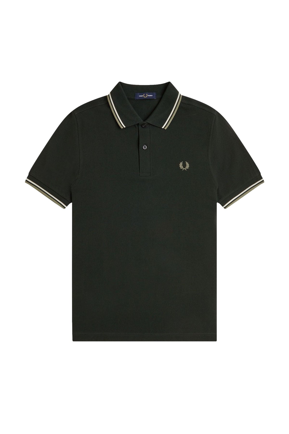 Fred Perry Slim Fit Twin Tipped Polo Night Green / Light Ecru / Olive Mint