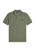 Fred Perry Slim Fit Twin Tipped Polo Laurel Wreath Green / Black / Black