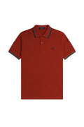 Fred Perry Slim Fit Twin Tipped Polo Burnt Red / Sport Green / Navy