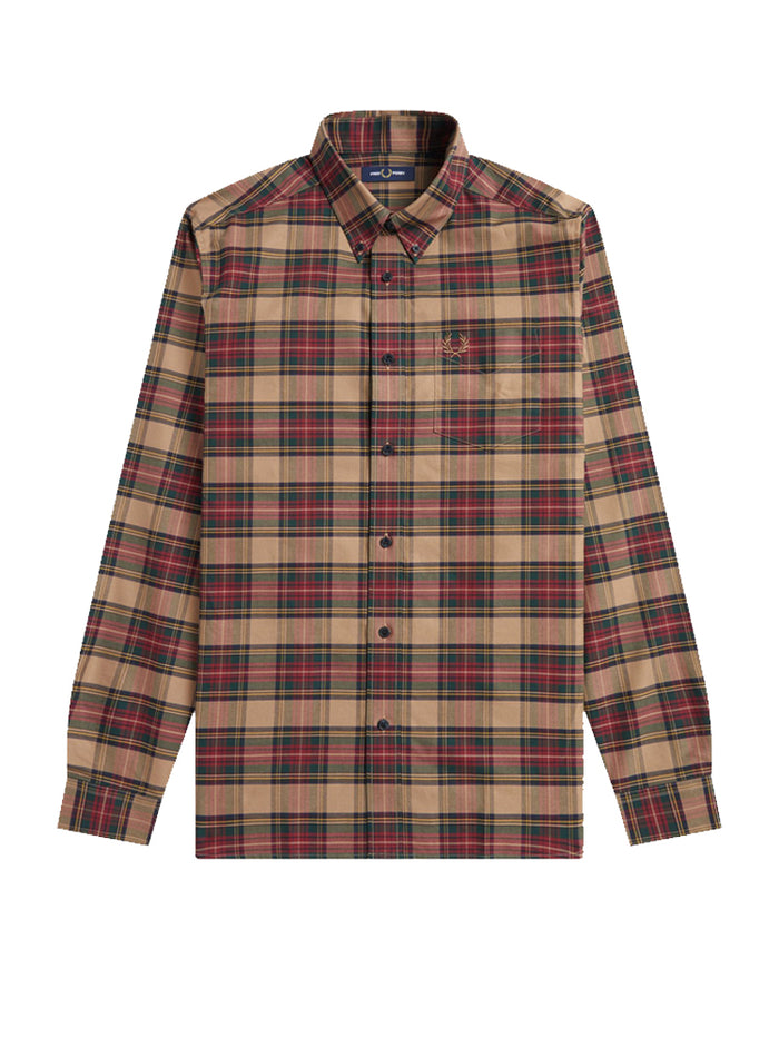 Fred Perry Tartan Shirt Shaded Stone