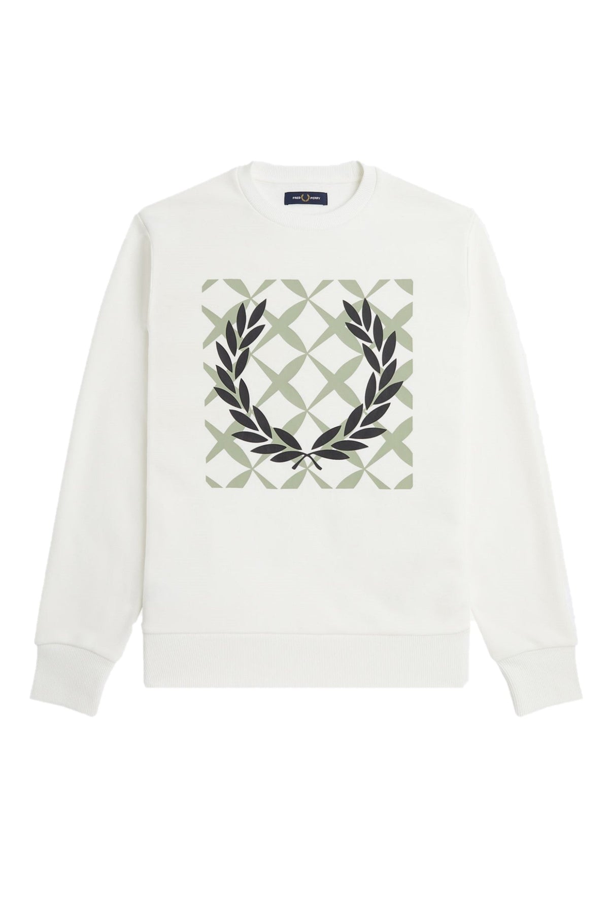 Fred Perry Crew Sweat Graphic Cross Stitch White